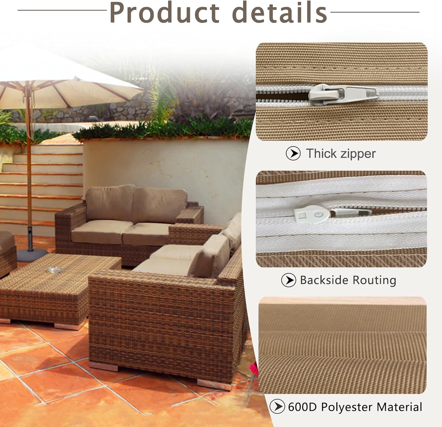 Sqodok Outdoor Cushion Covers 10PCS Set Camel