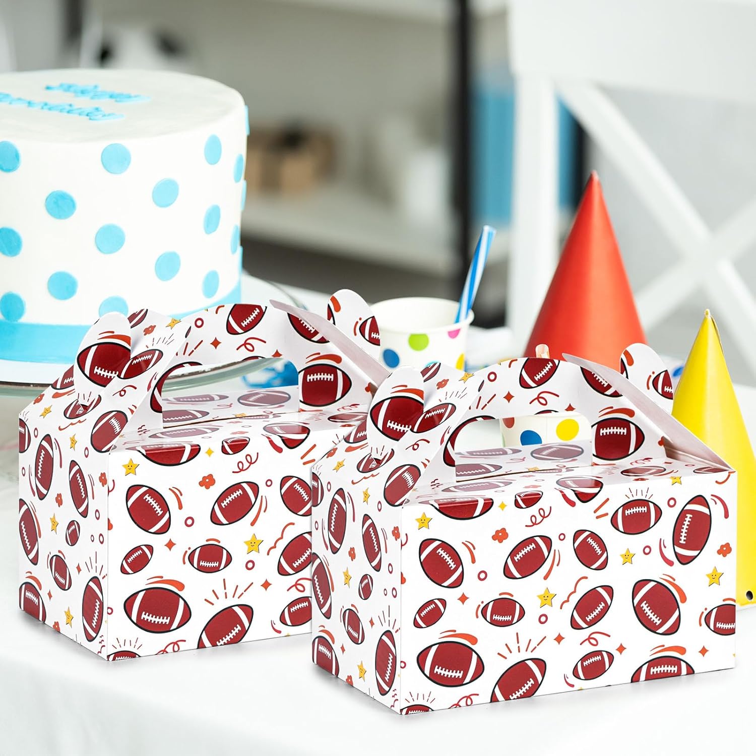 VGOODALL 16PCS Football Treat Boxes for Kids Birthday Party