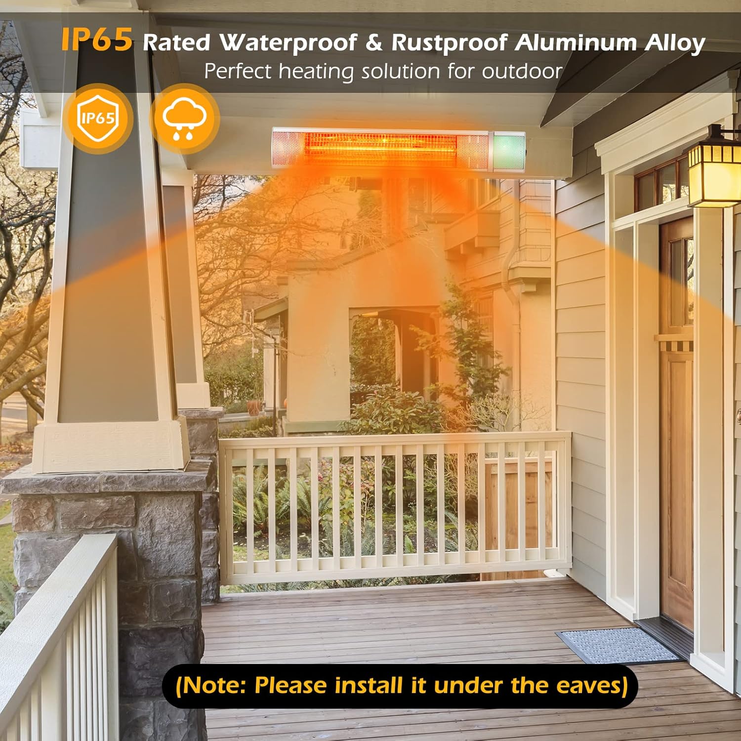 Tangkula 1500W Wall Mounted Patio Heater with Remote Control and 3 Power Settings
