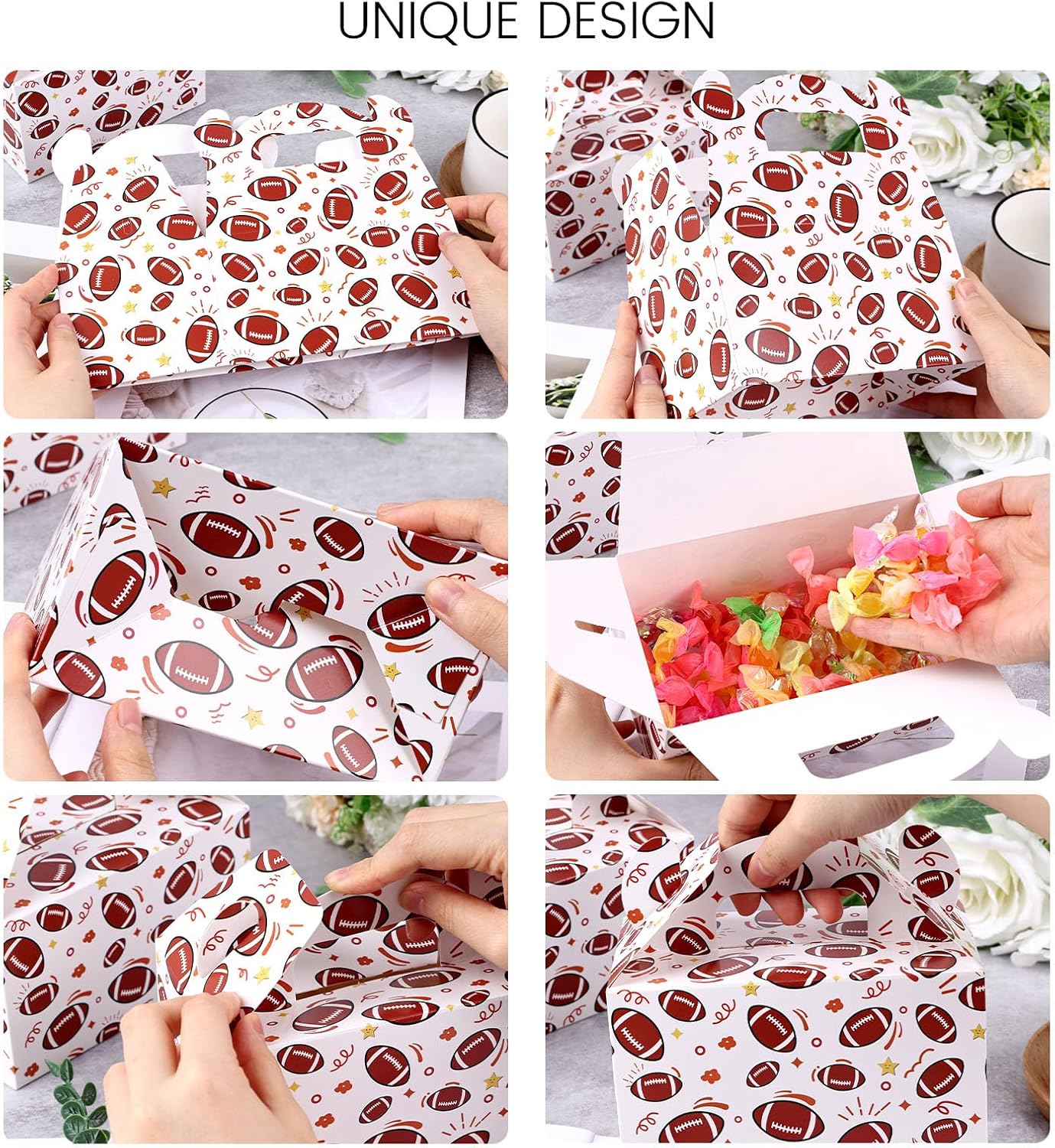 VGOODALL 16PCS Football Treat Boxes for Kids Birthday Party