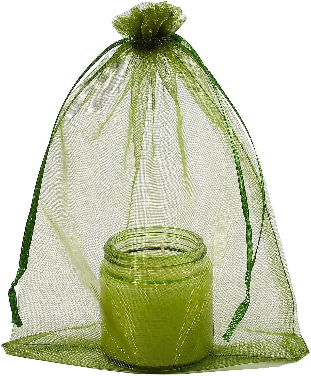 100pcs Organza Pouch Bags with Drawstring Moss Green