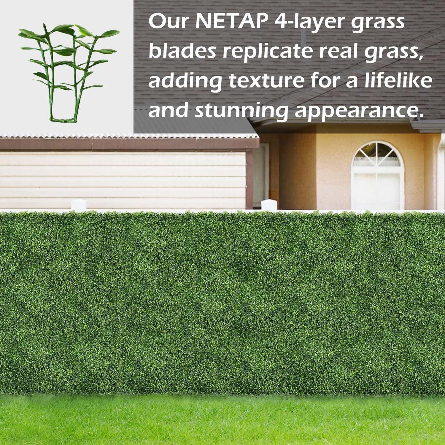 NETAP Artificial Boxwood Wall Panels 10x10 12pc 4-Layer