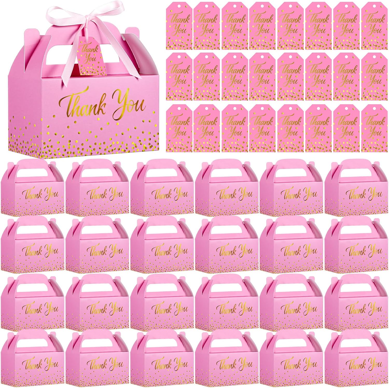 Qilery 24 Thank You Treat Boxes with Card and Ribbon
