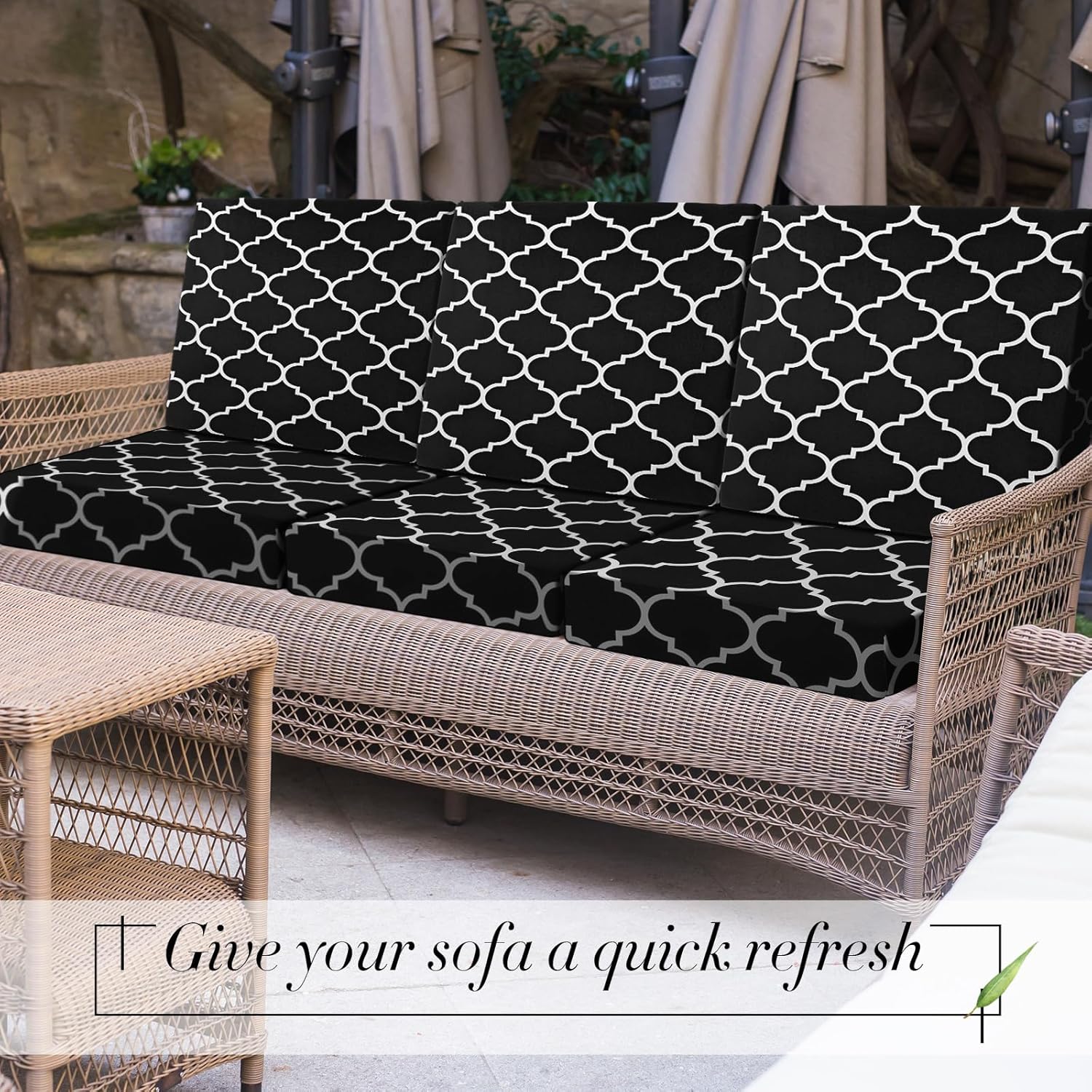 Newwiee 4 Pcs Waterproof Outdoor Cushion Covers with Moroccan Pattern