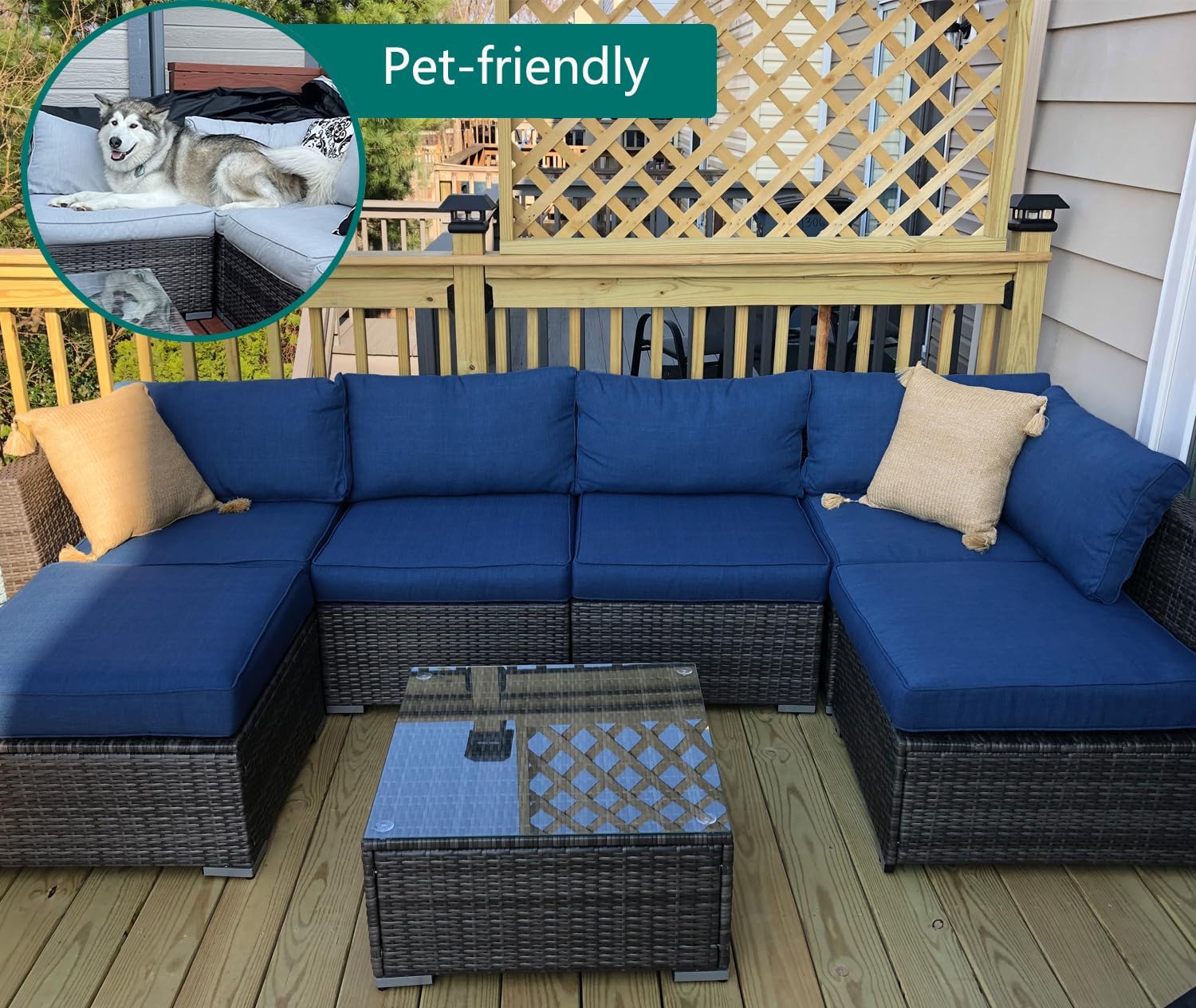 Sqodok Waterproof Outdoor Cushion Covers 2Pack Blue