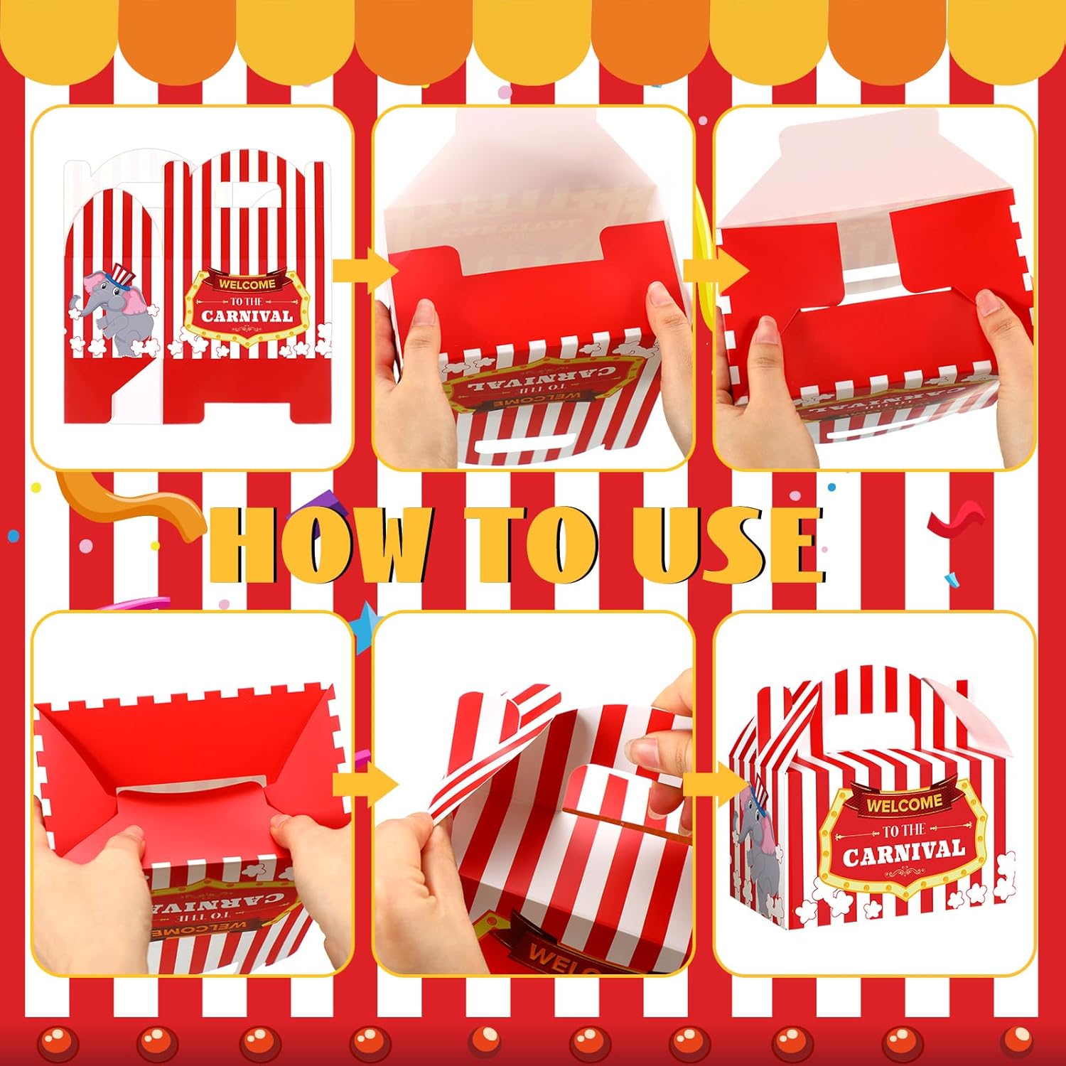 Dunzoom Carnival Themed Treat Boxes 24 Pcs