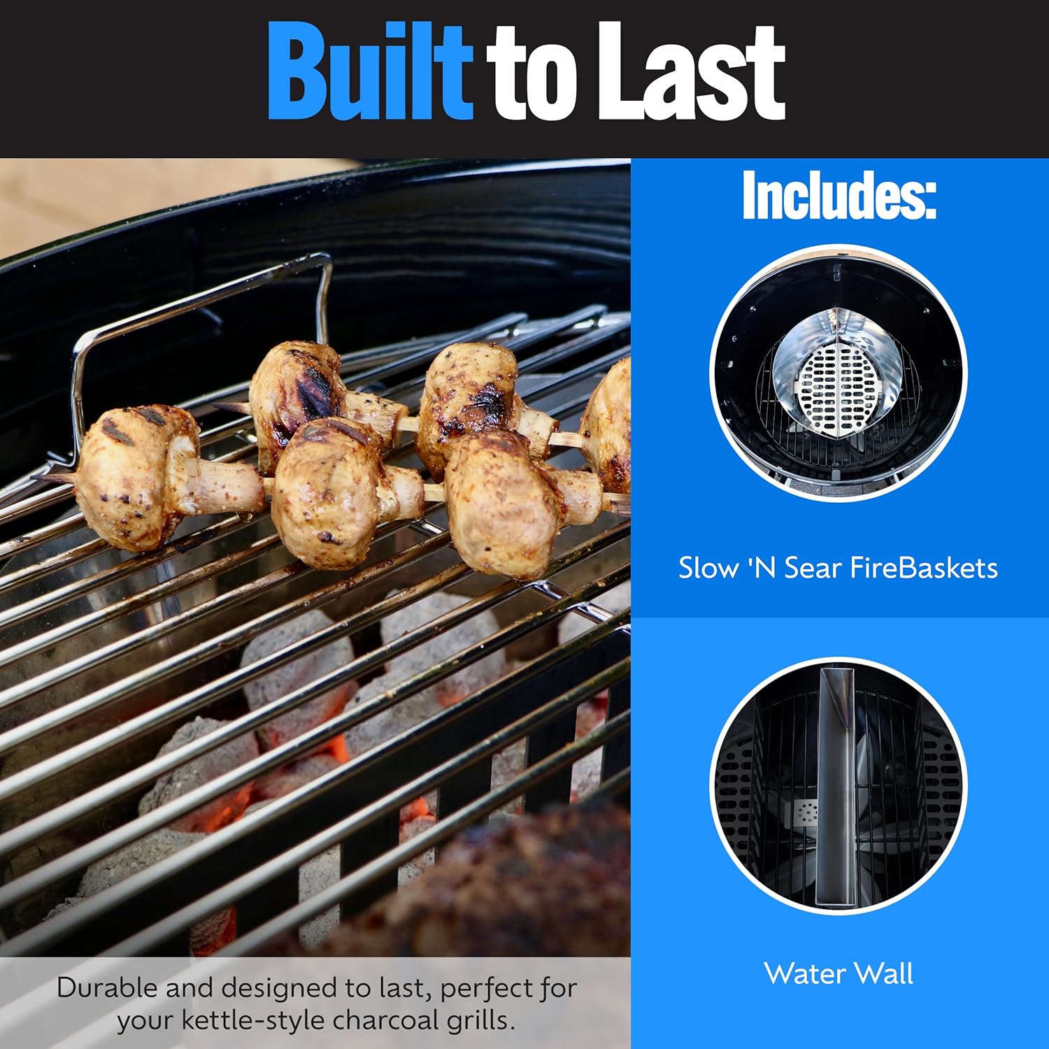 Slow N Sear FireBaskets with Water Pan - Large Capacity Outdoor Grill Basket