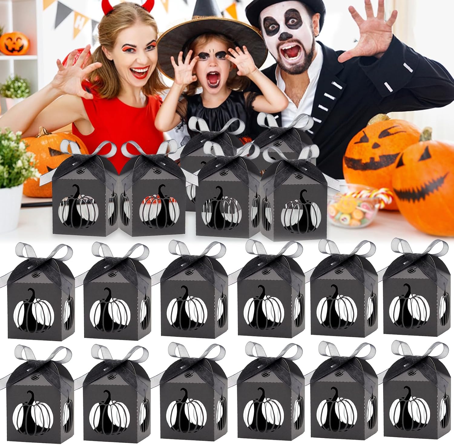 Ncozwo 20 Pcs Black Halloween Treat Boxes
