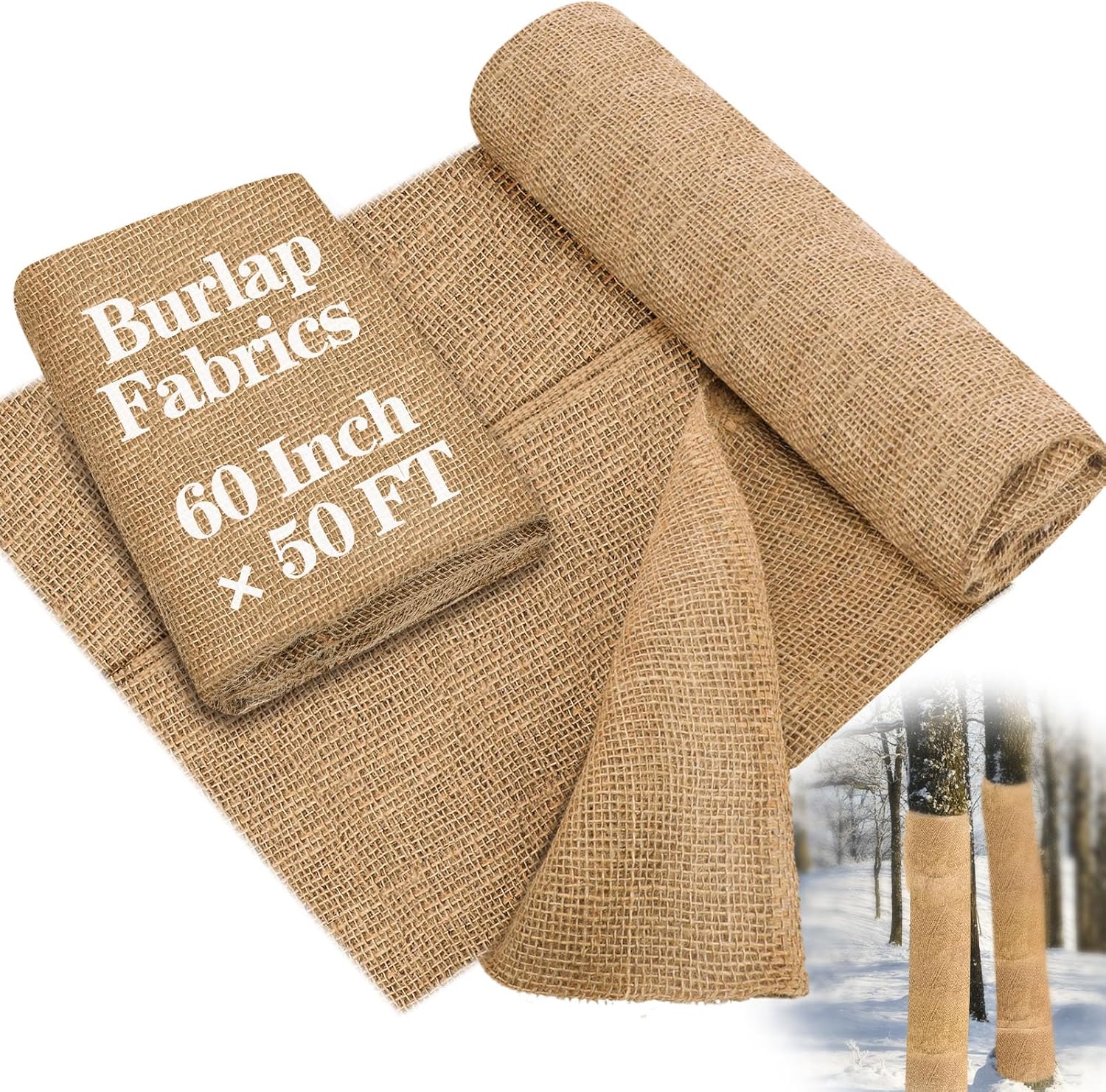 Buryeah 60 Inch x 50 ft Burlap Fabric Roll