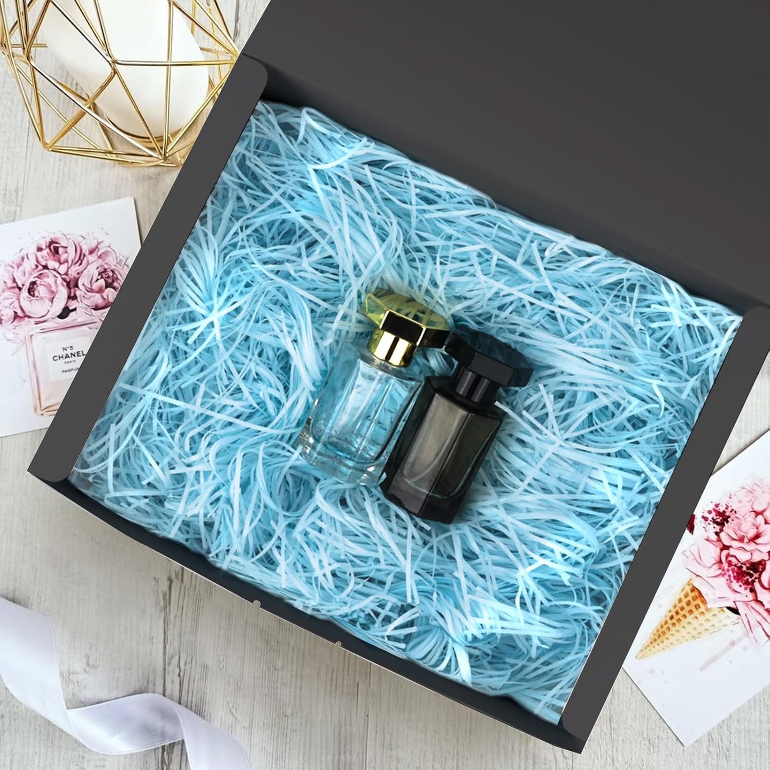 12 Piece Black Gift Box with Lid and Ribbon