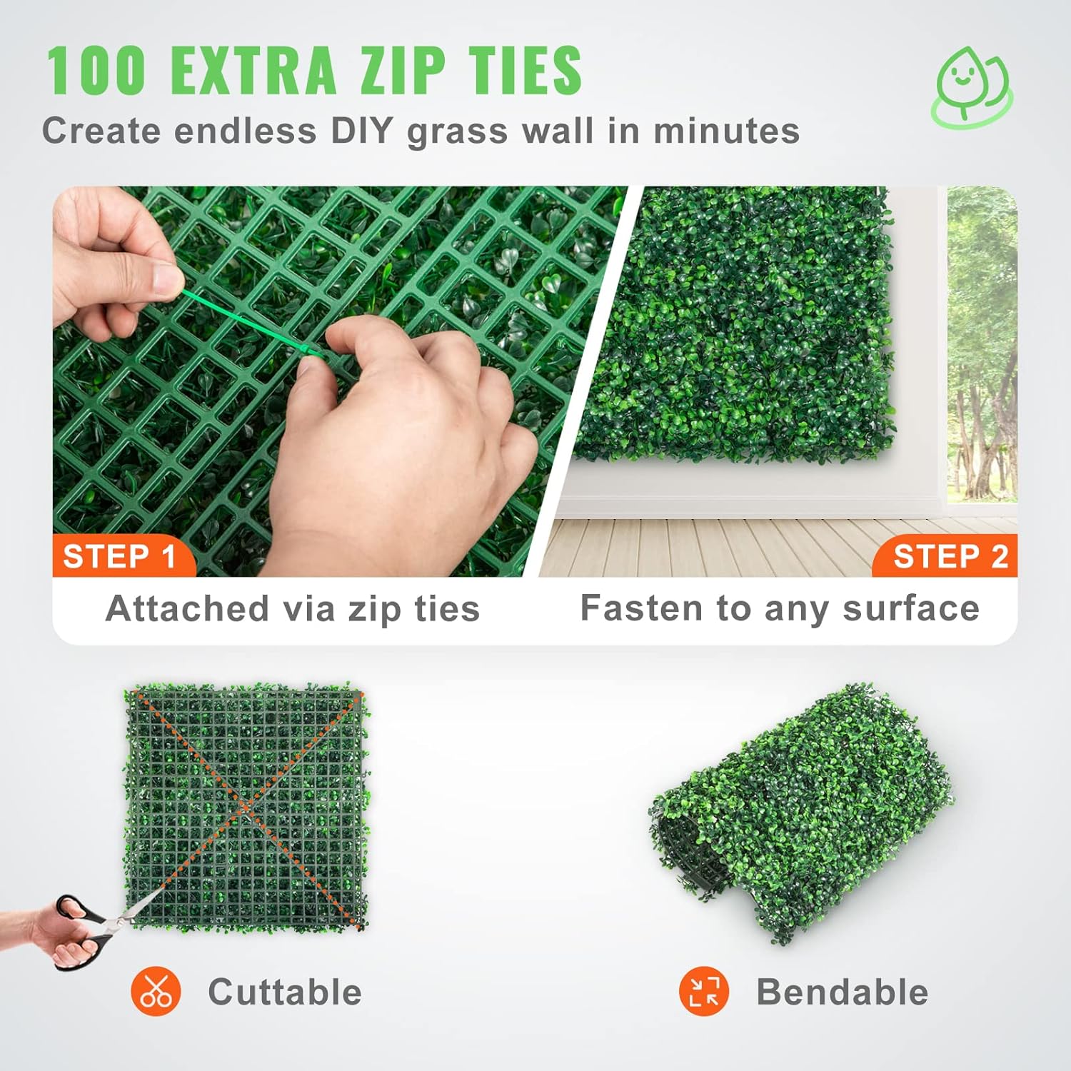 VEVOR 24PCS 20x20 Artificial Boxwood Panels Privacy Screen