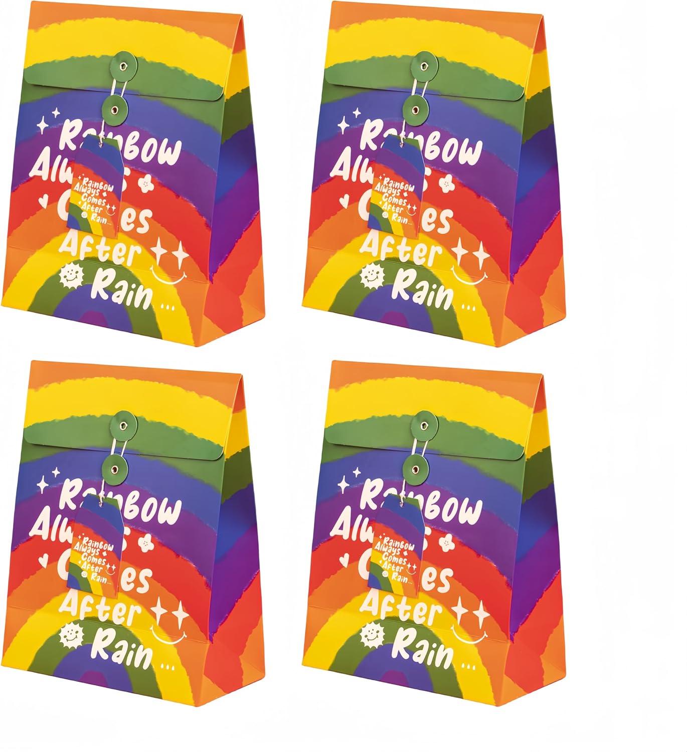 VIWATIN Rainbow Drawstring Gift Bags 4-Pack