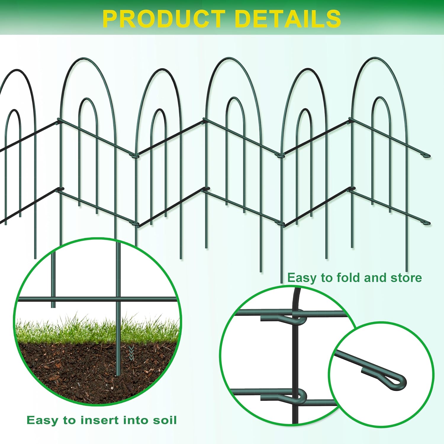Decorative Garden Folding Border Fence 18in X 50ft