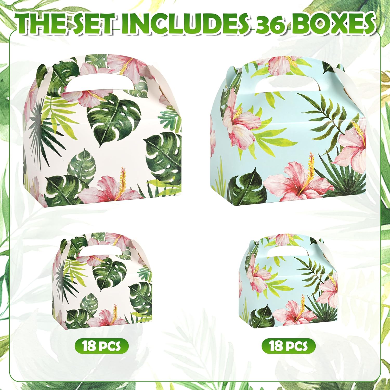 DjinnGlory 36 Pack Tropical Palm Leaf Treat Boxes