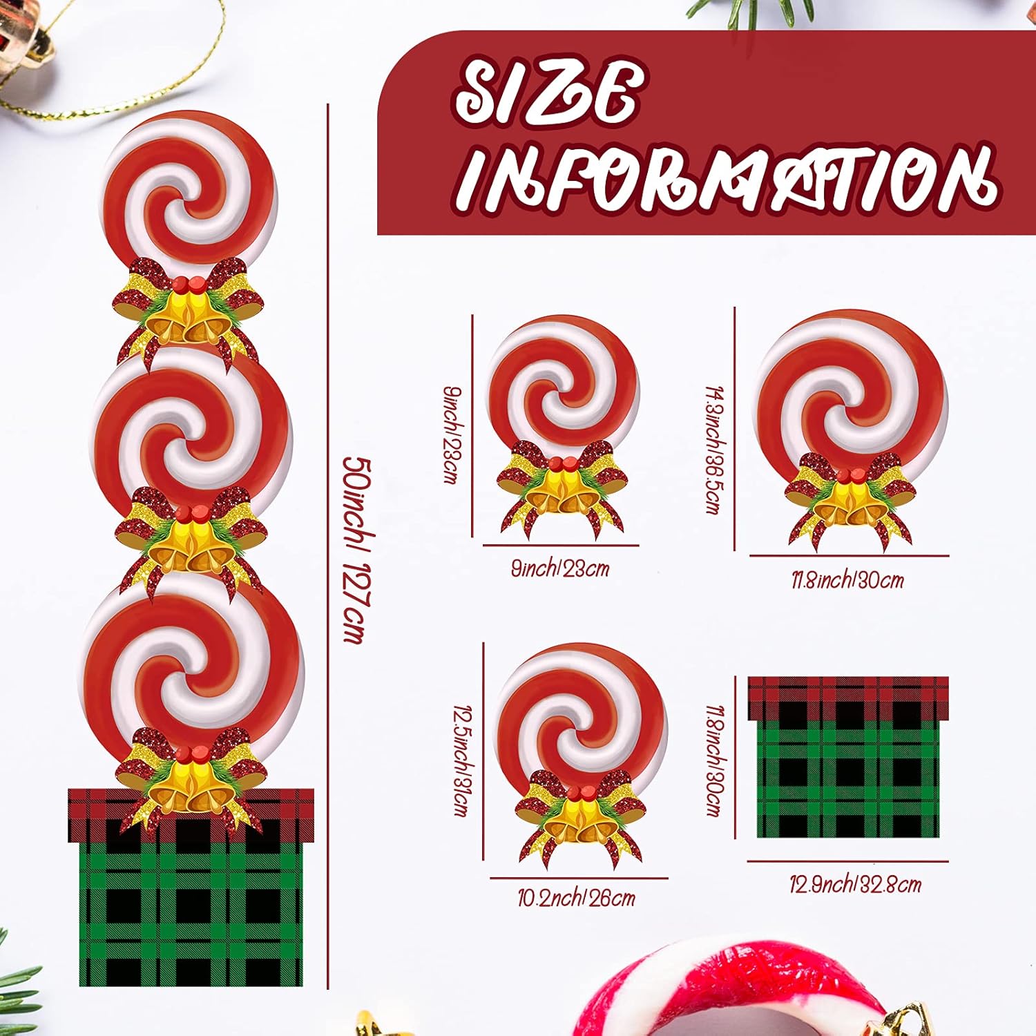 Queekay Christmas Candy Decorations Outdoor Set