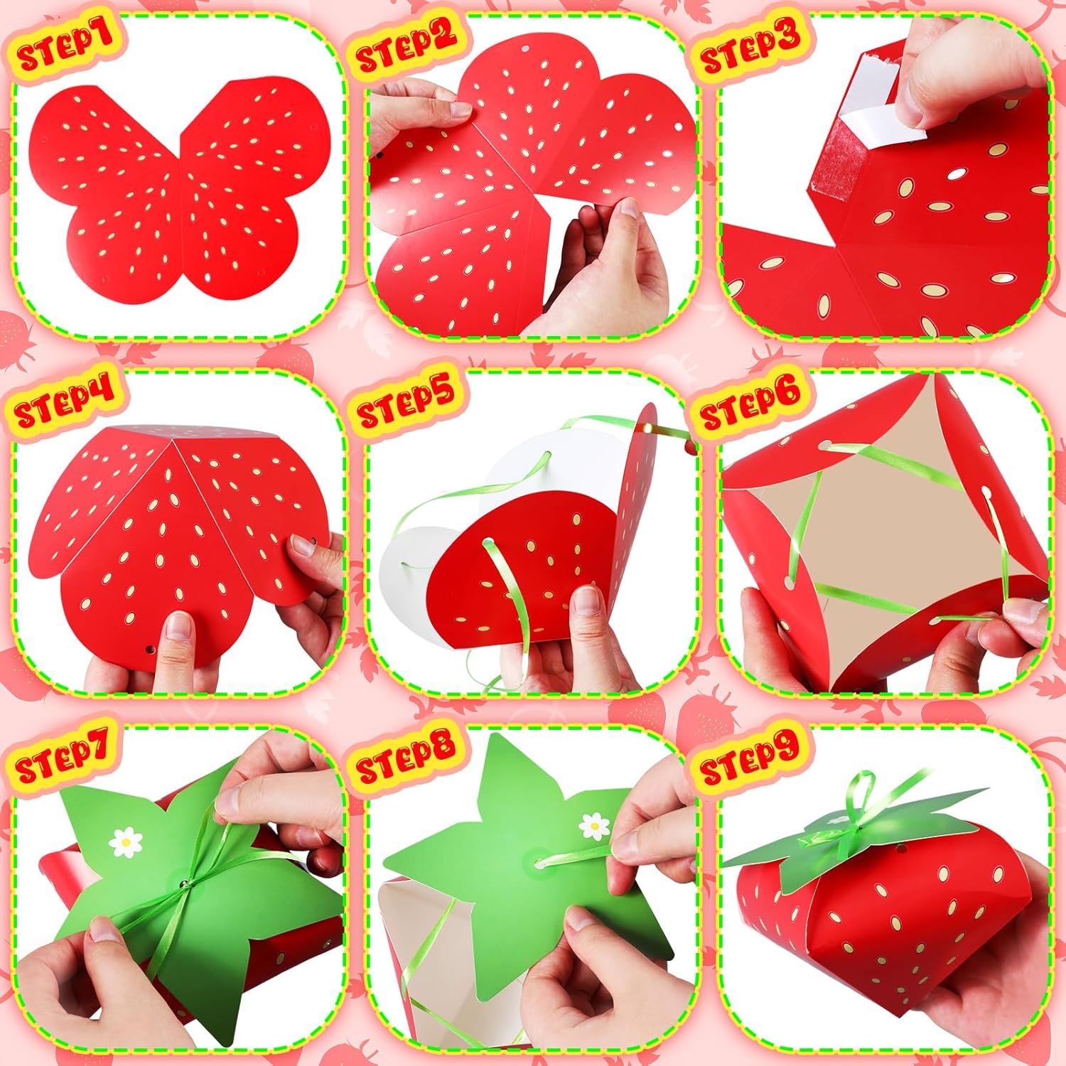 Fuyoooo 30 Pcs Strawberry Gift Boxes for Birthday Party Supplies