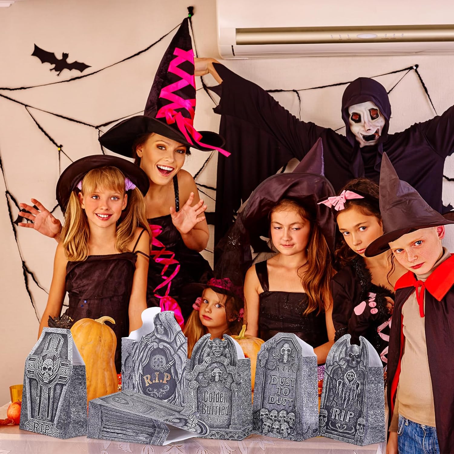 Yeaqee 48 Halloween Tombstone Candy Bags Ghost Design