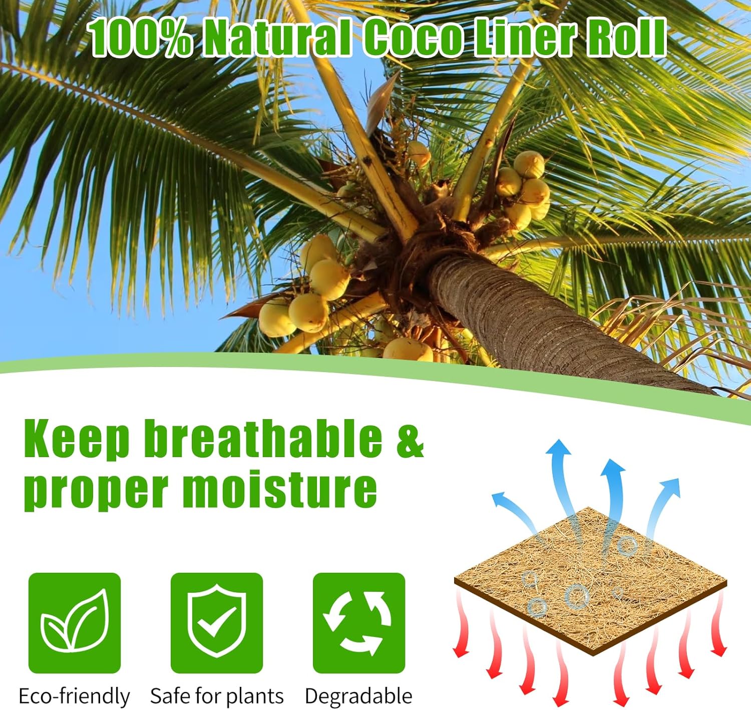 Dovesail Coco Liner Roll 16x160 Inch Natural Coir Basket Liner