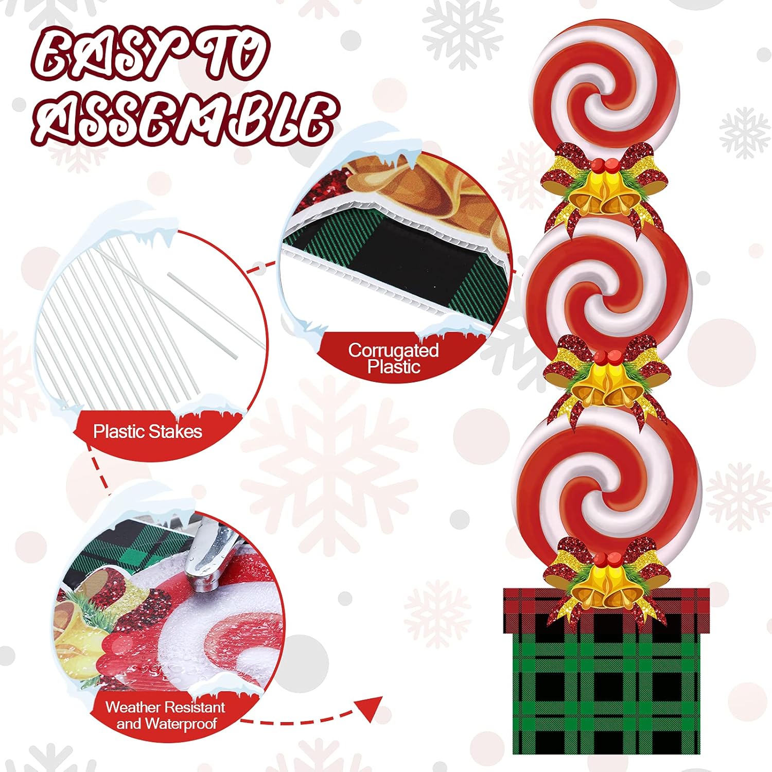 Queekay Christmas Candy Decorations Outdoor Set