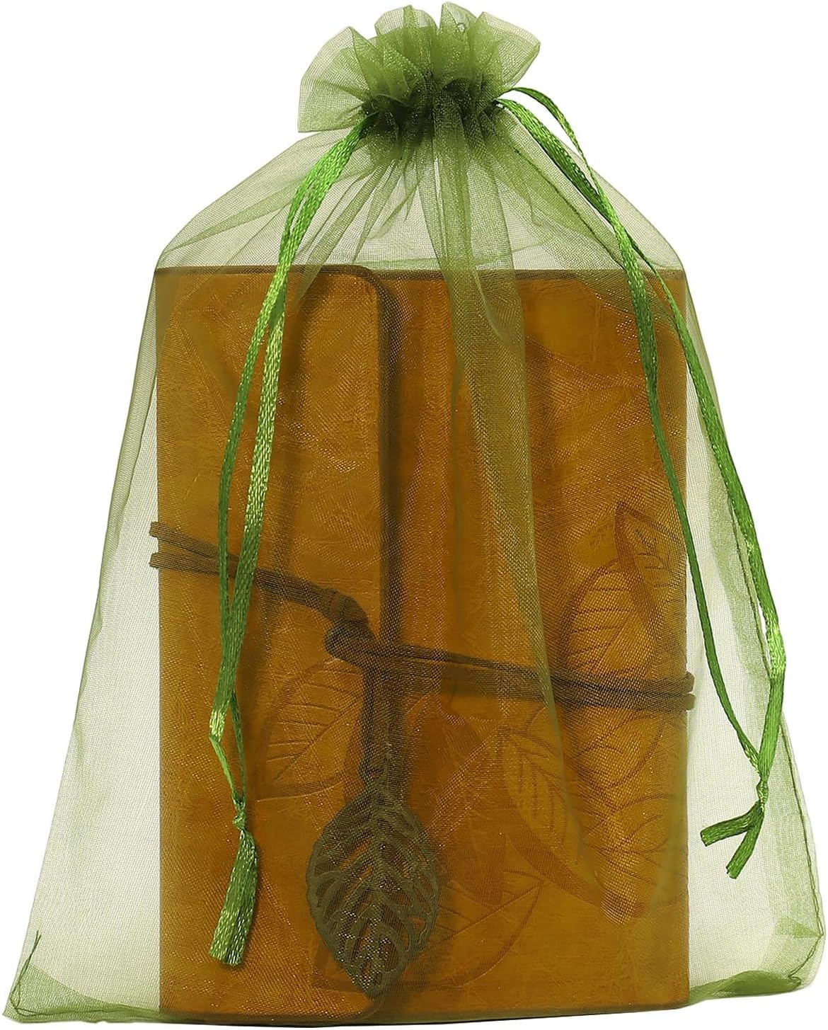 100pcs Organza Pouch Bags with Drawstring Moss Green