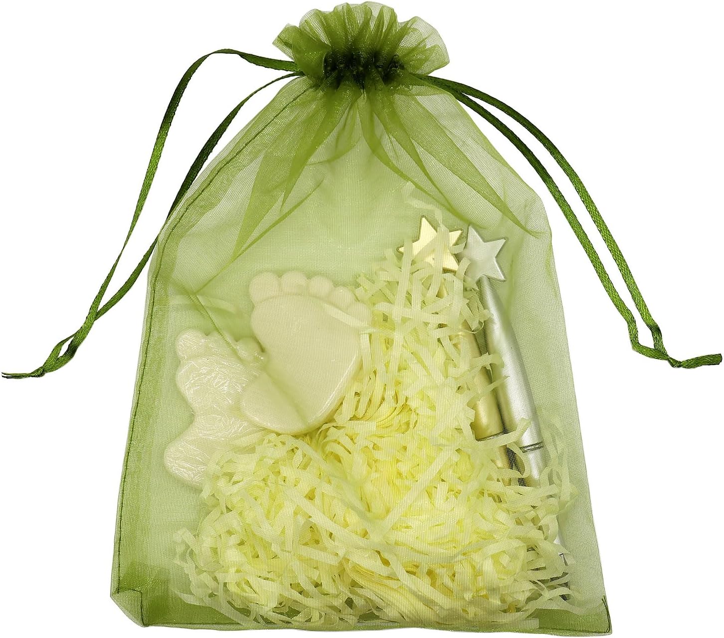 100pcs Organza Pouch Bags with Drawstring Moss Green