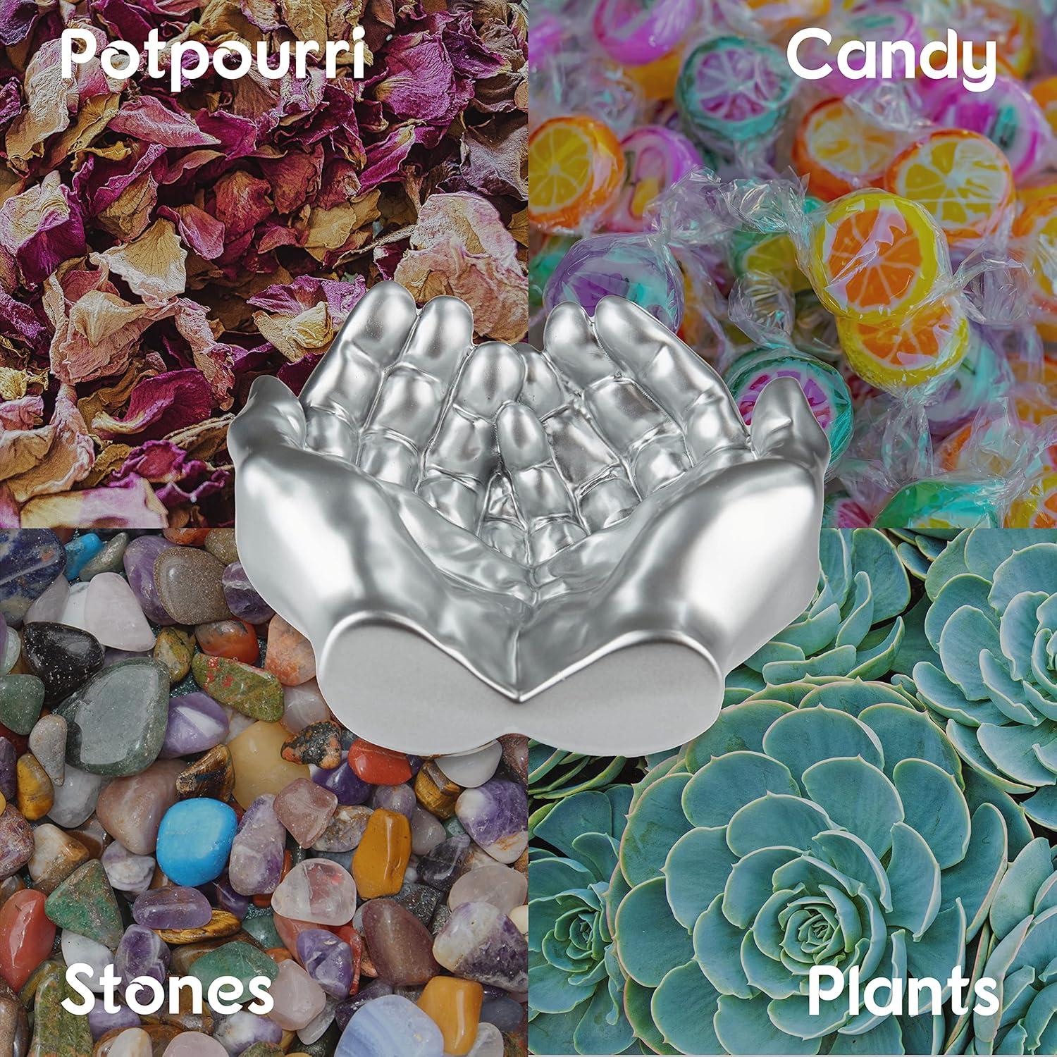 Hand Shaped Succulent Planter Pot - Silver