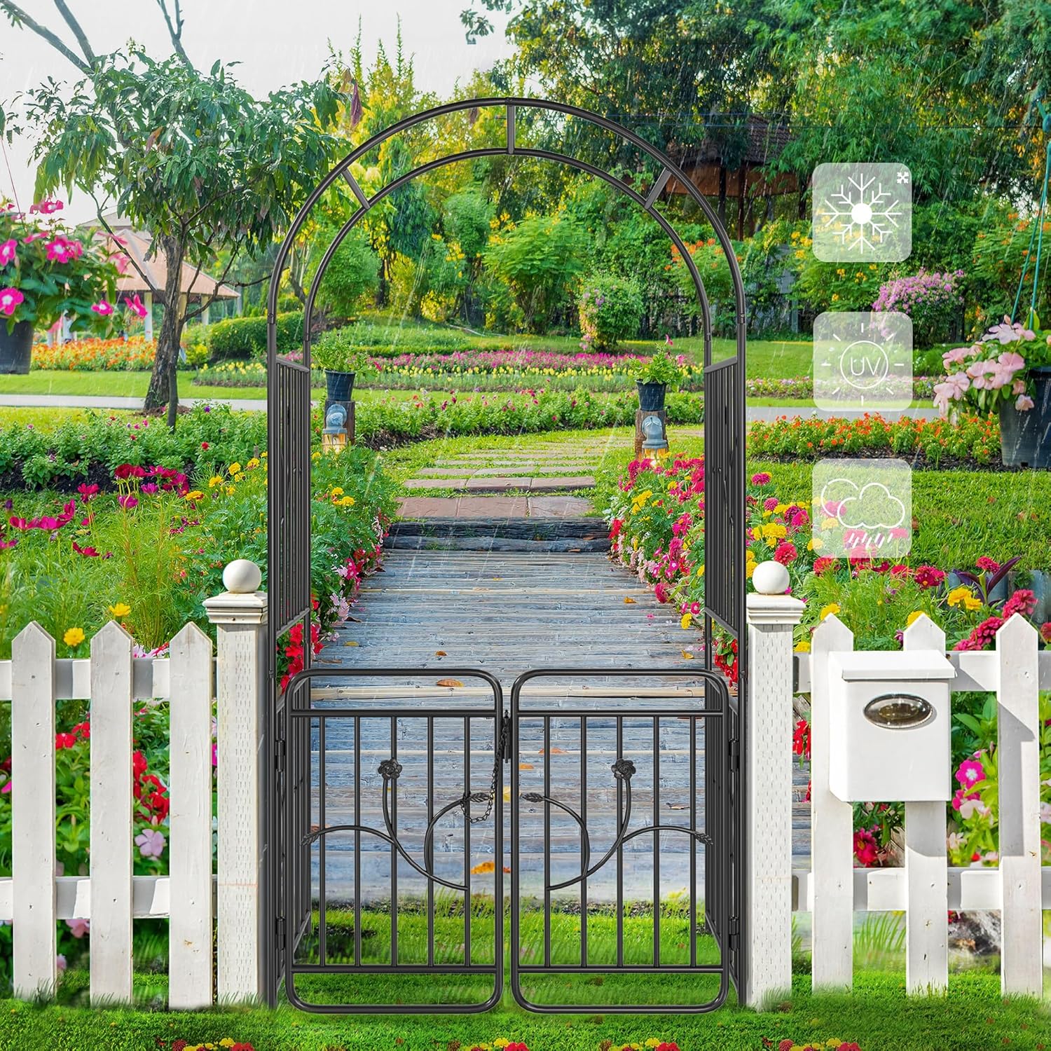 YITAHOME Metal Garden Arbor with Gate