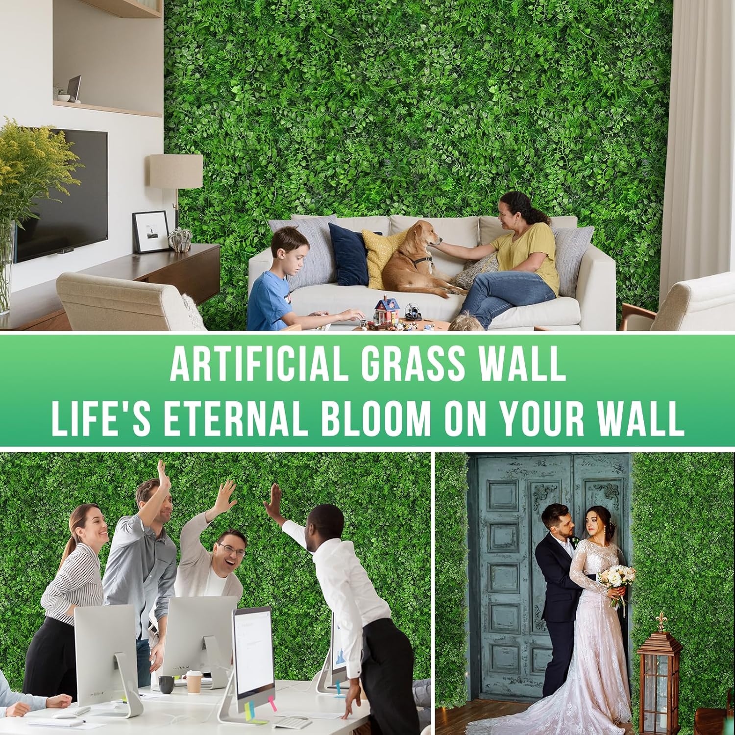 20x20 Artificial Hedge Panels 12PCS Green Wall Decor