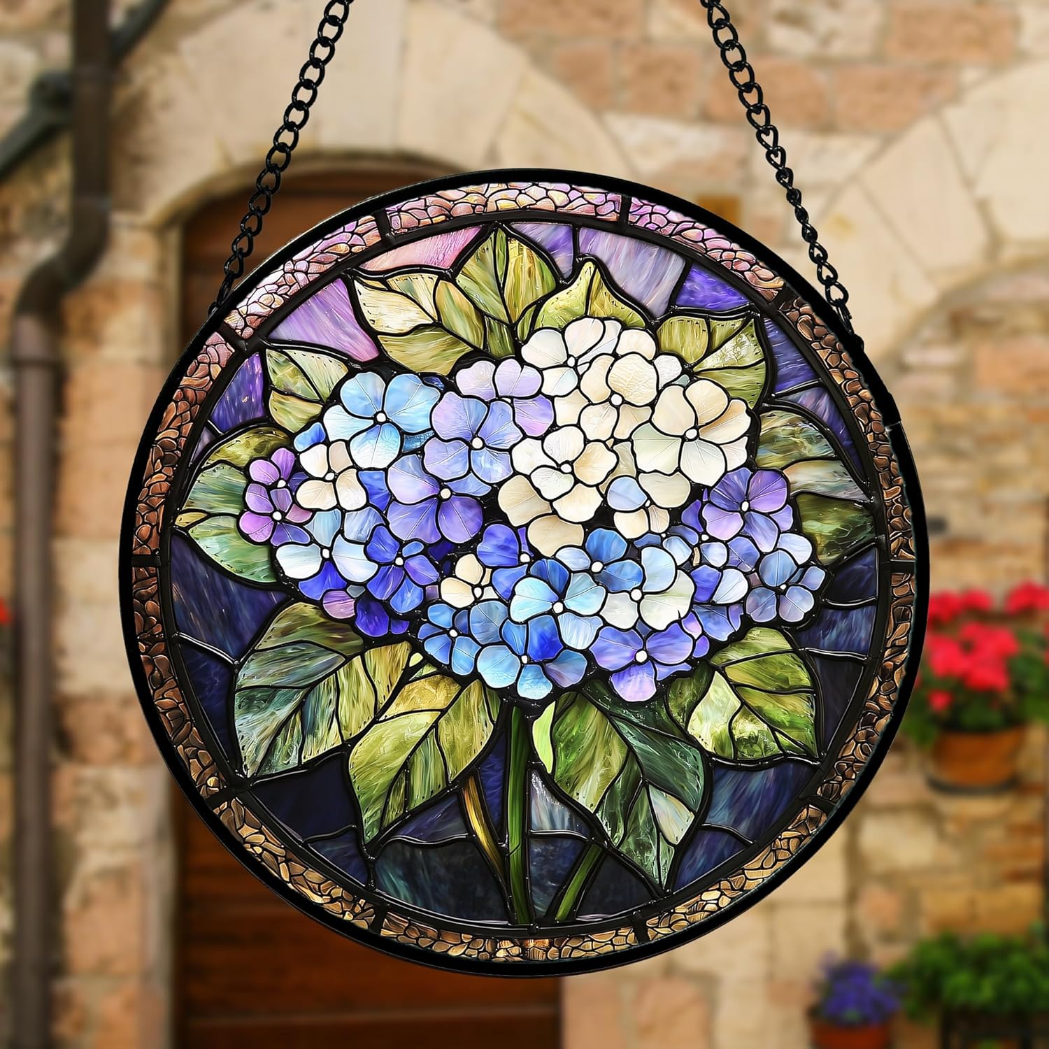 DASTOLL Stained Glass Window Hanging 78 in