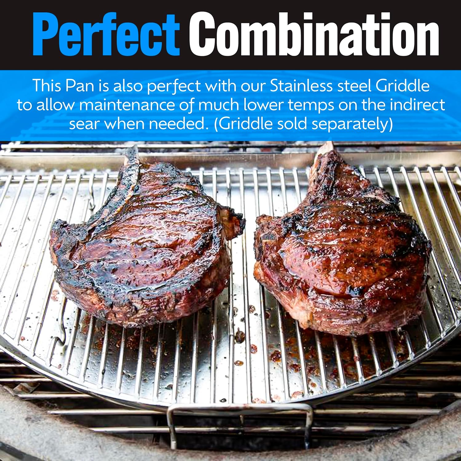 SnS Grills Drip N Griddle Pan 3-in-1 Kettle Grill Accessory