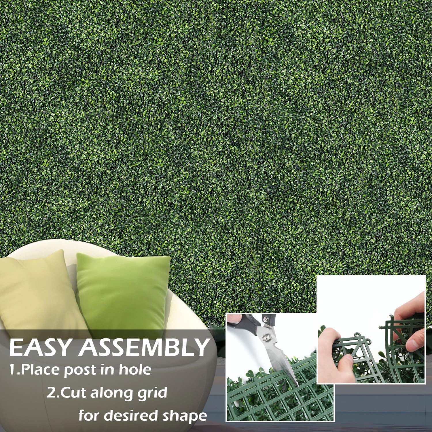 NETAP Artificial Boxwood Wall Panels 10x10 12pc 4-Layer