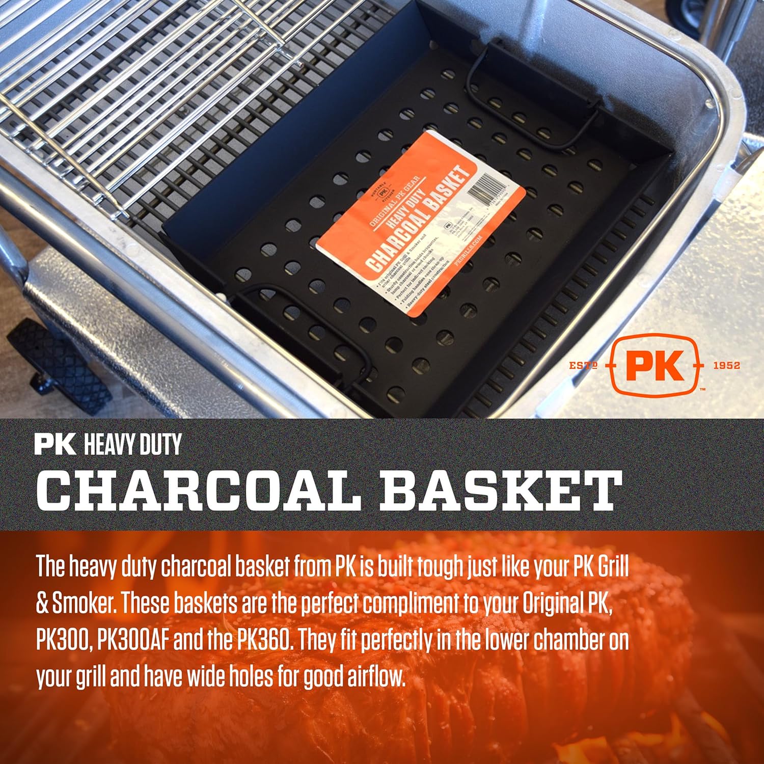 PK Grills Charcoal Basket Tray for BBQ