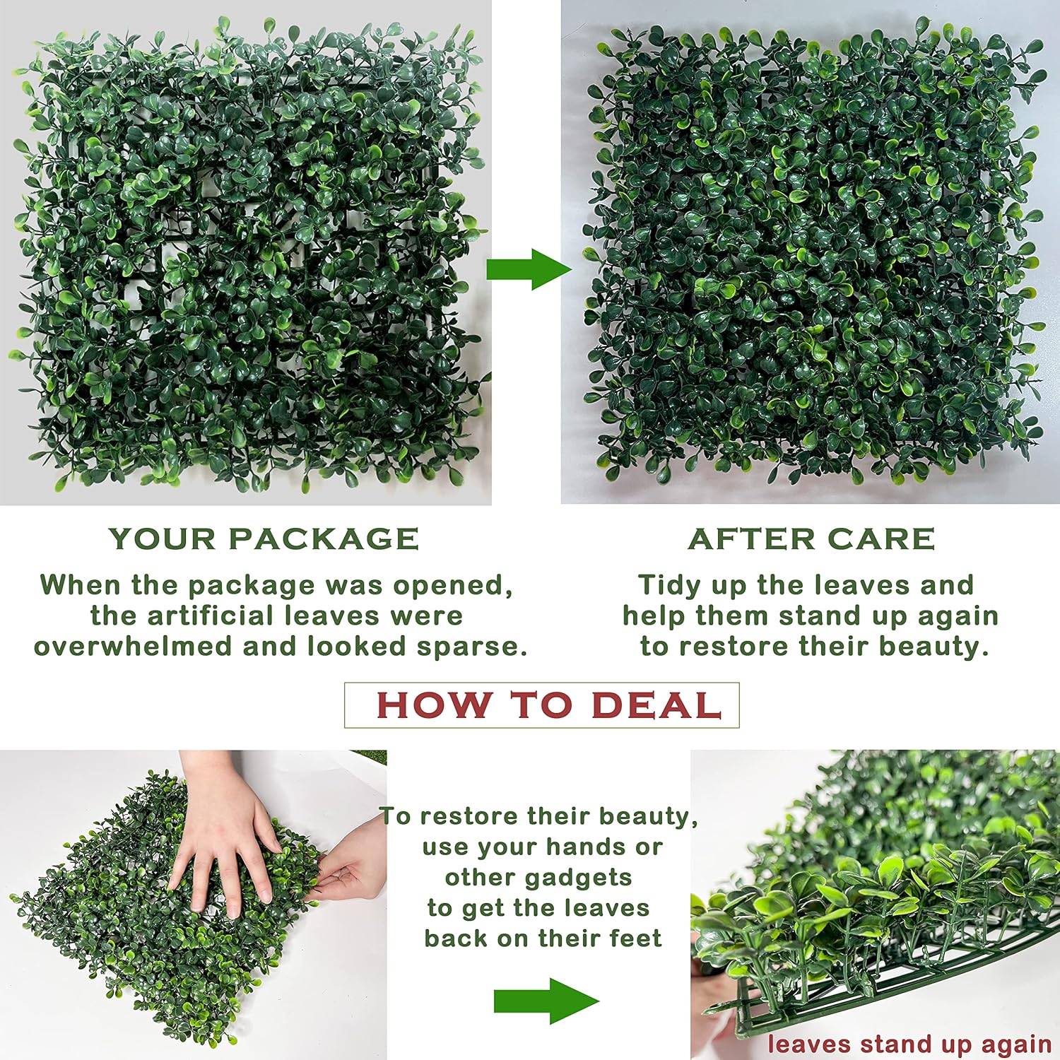 Bybeton Artificial Grass Wall Panel 10x10 Inch 12Pcs