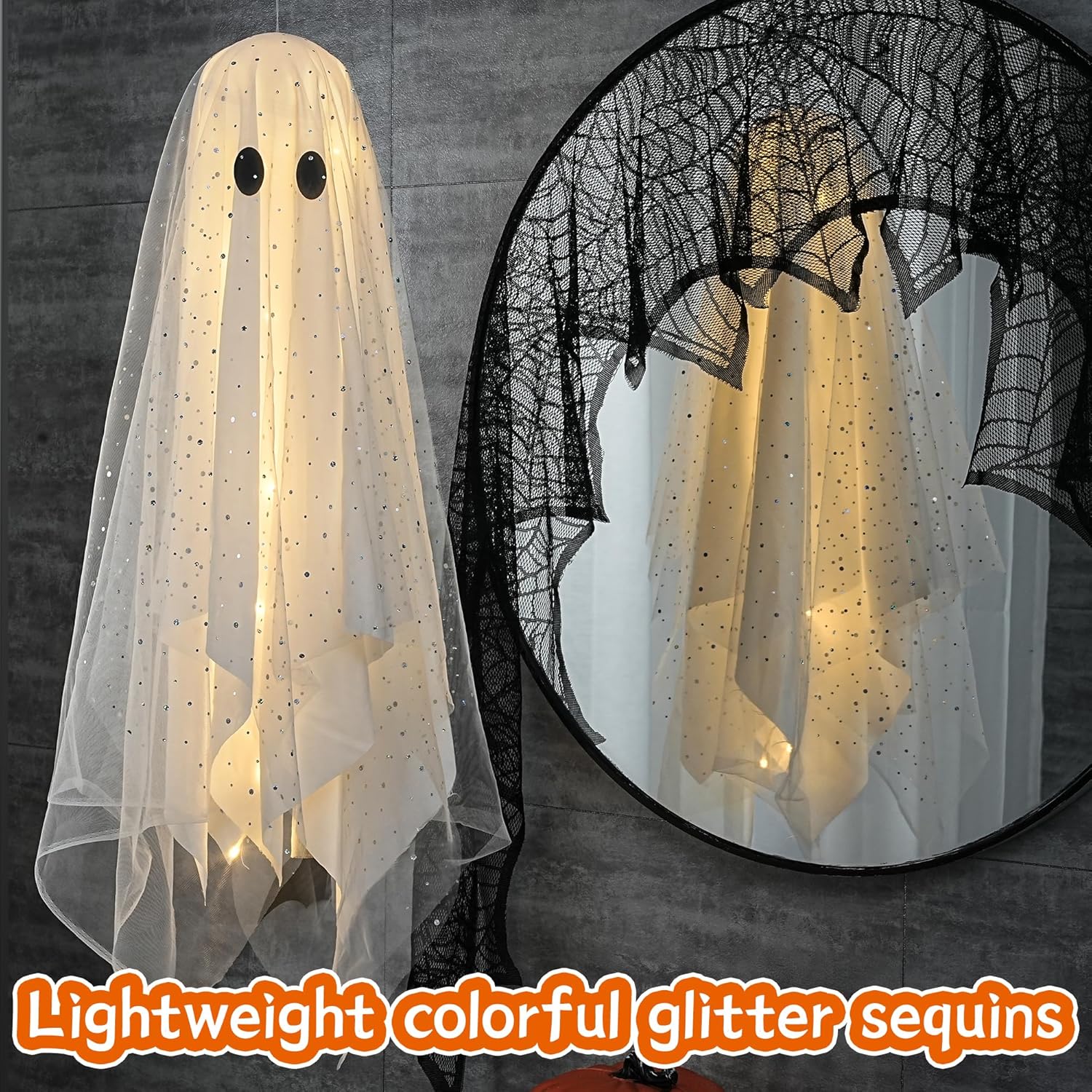 AYGXU Halloween Decorations 3pcs Hanging Ghost with Light