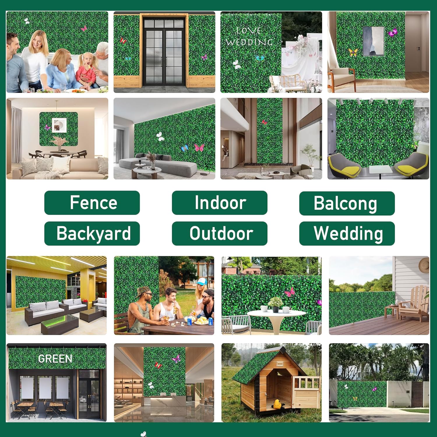 SunnySmile 12-Piece Artificial Grass Wall Panels with Double Sided Tape
