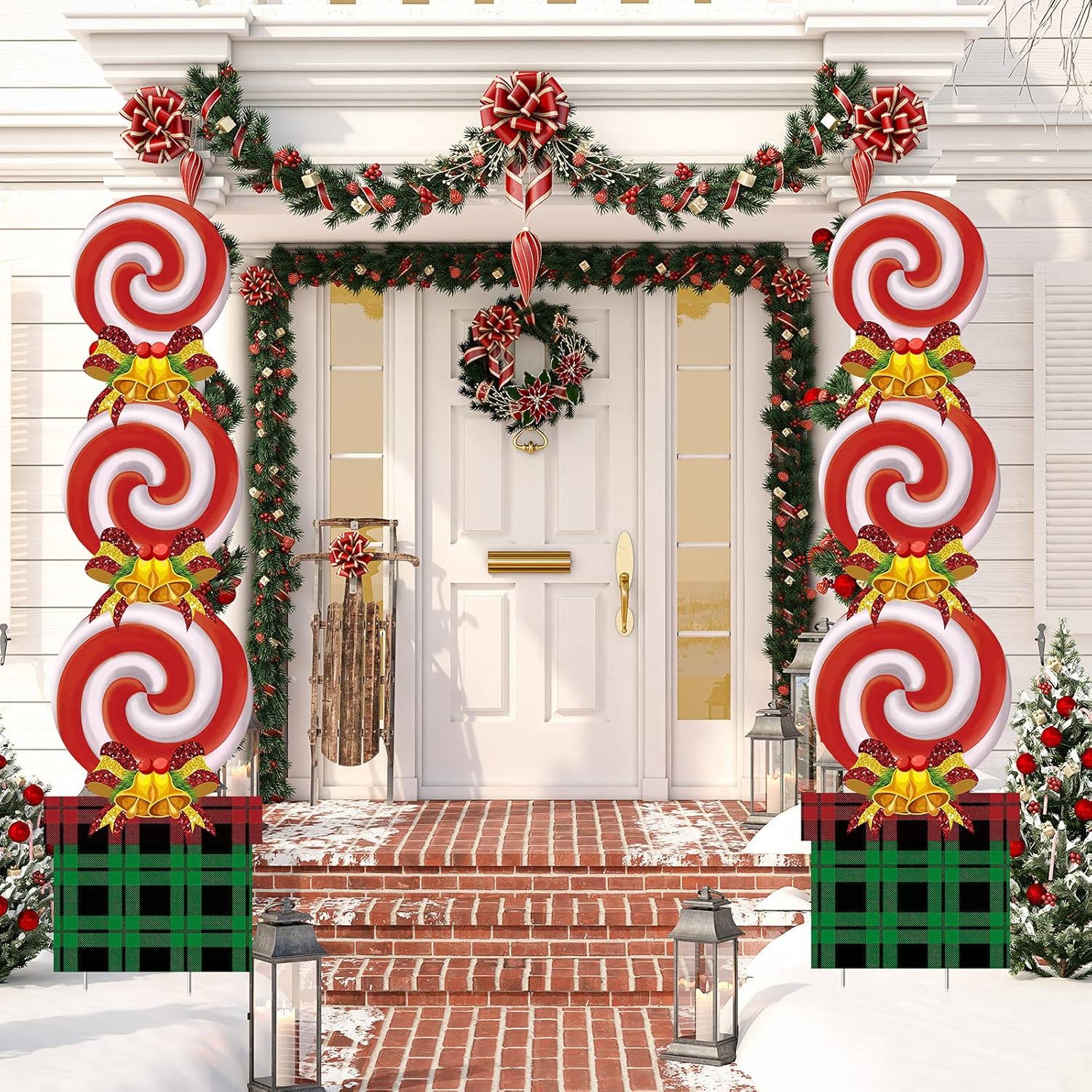 Queekay Christmas Candy Decorations Outdoor Set