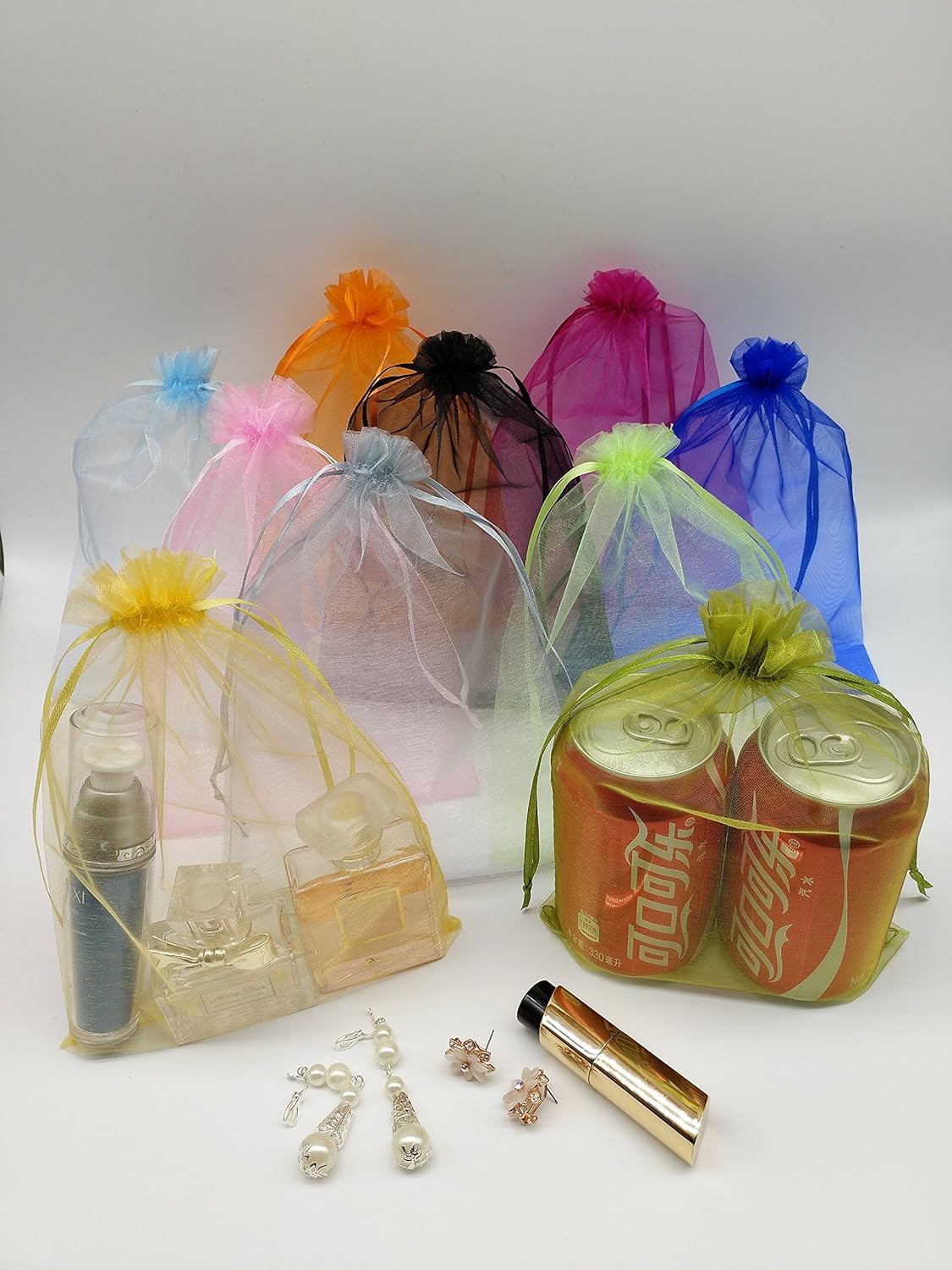 Ankirol 50pcs Large Sheer Organza Gift Bags Drawstring Pouches