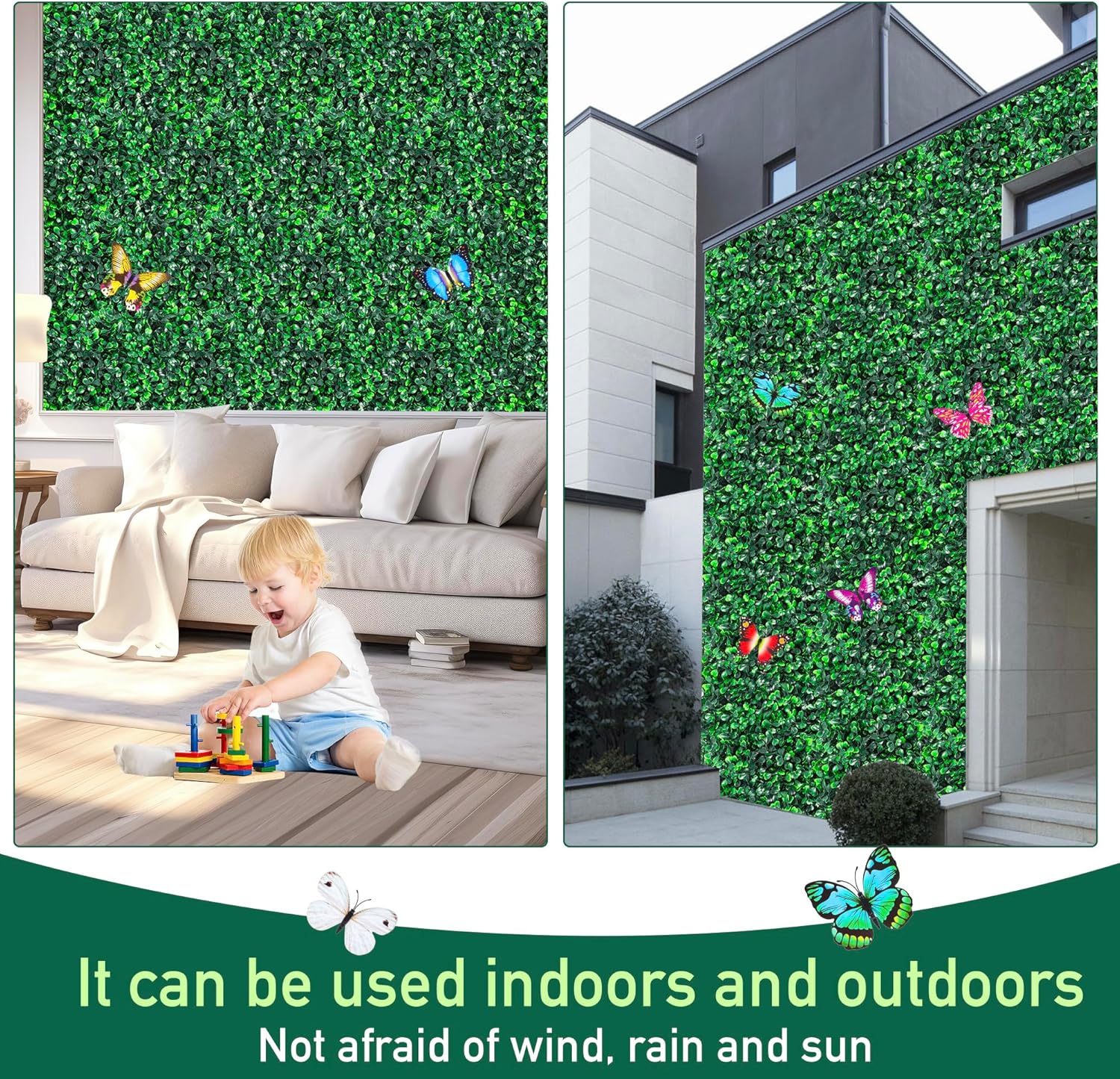 SunnySmile 12-Piece Artificial Grass Wall Panels with Double Sided Tape