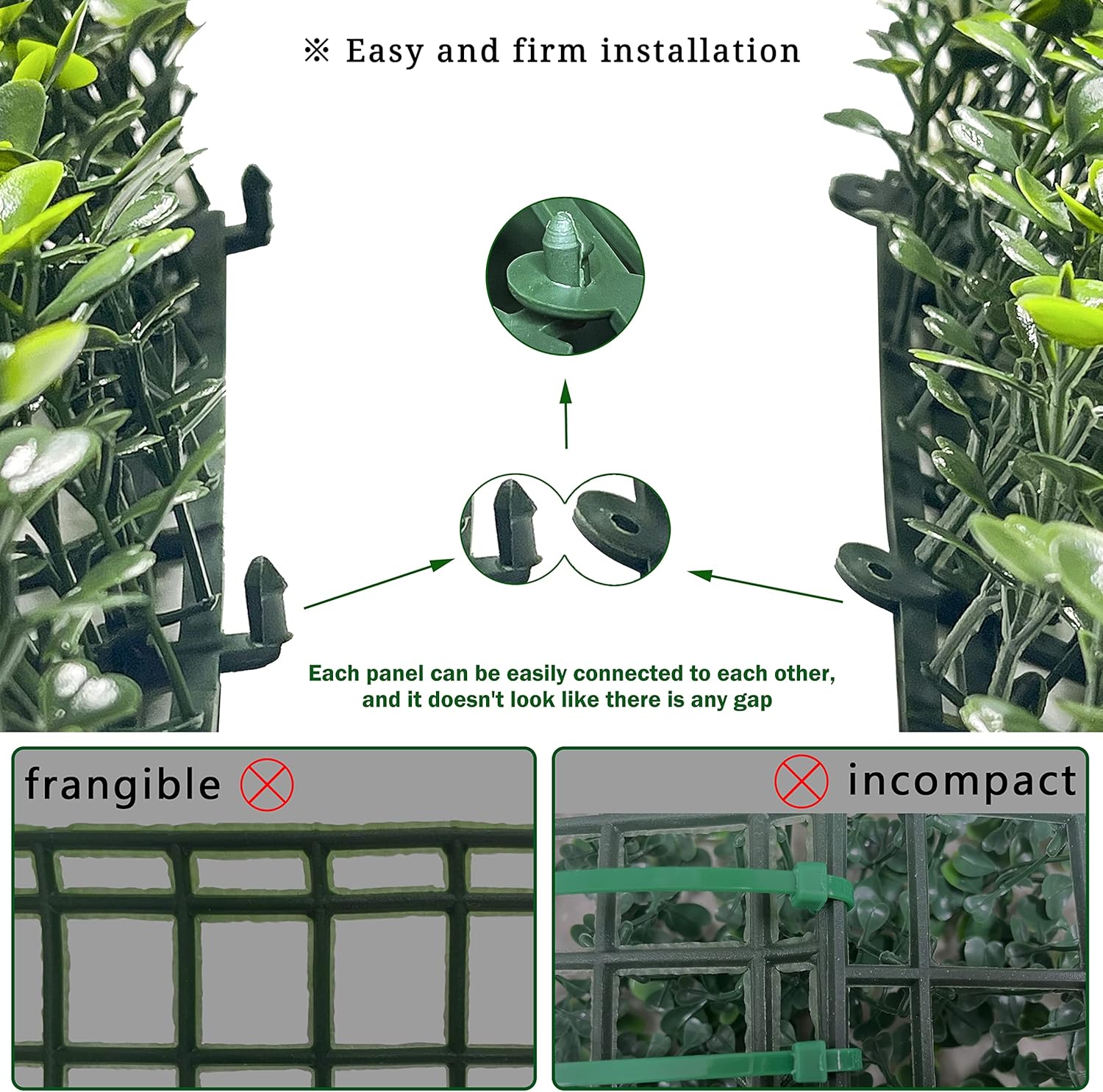 Bybeton Artificial Grass Wall Panel 10x10 Inch 12Pcs