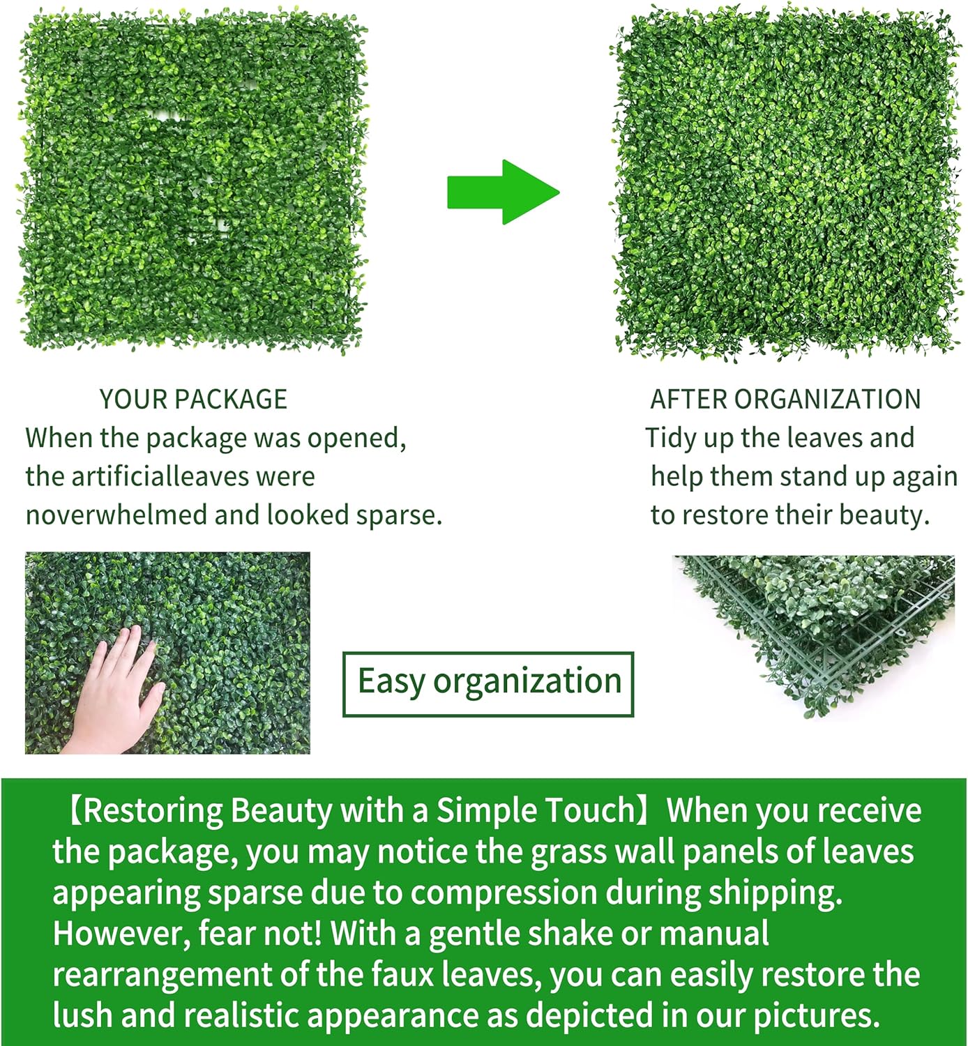 Artificial Grass Wall Panels Decor 10x10 12Pcs Faux Boxwood Backdrop