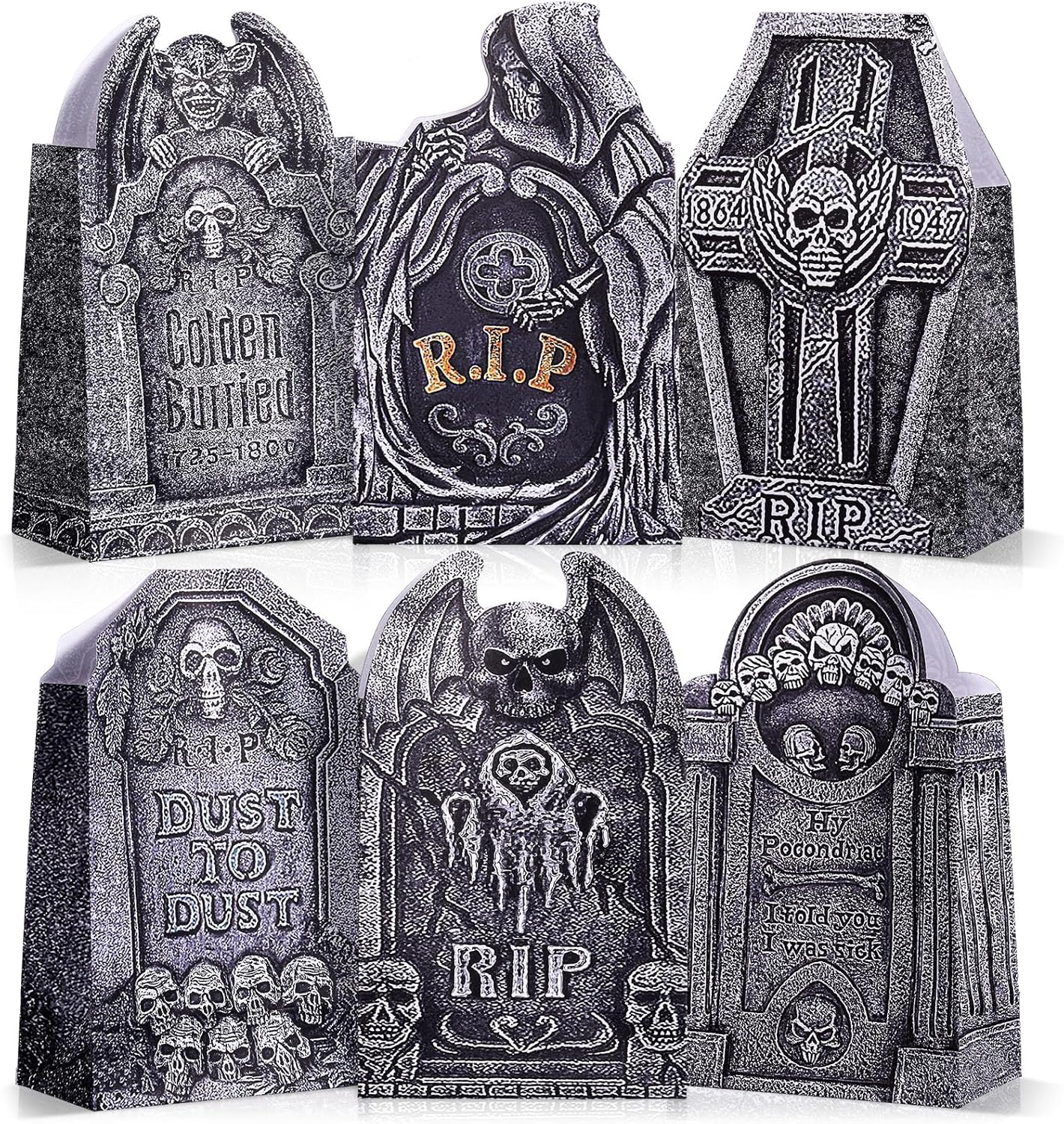 Yeaqee 48 Halloween Tombstone Candy Bags Ghost Design