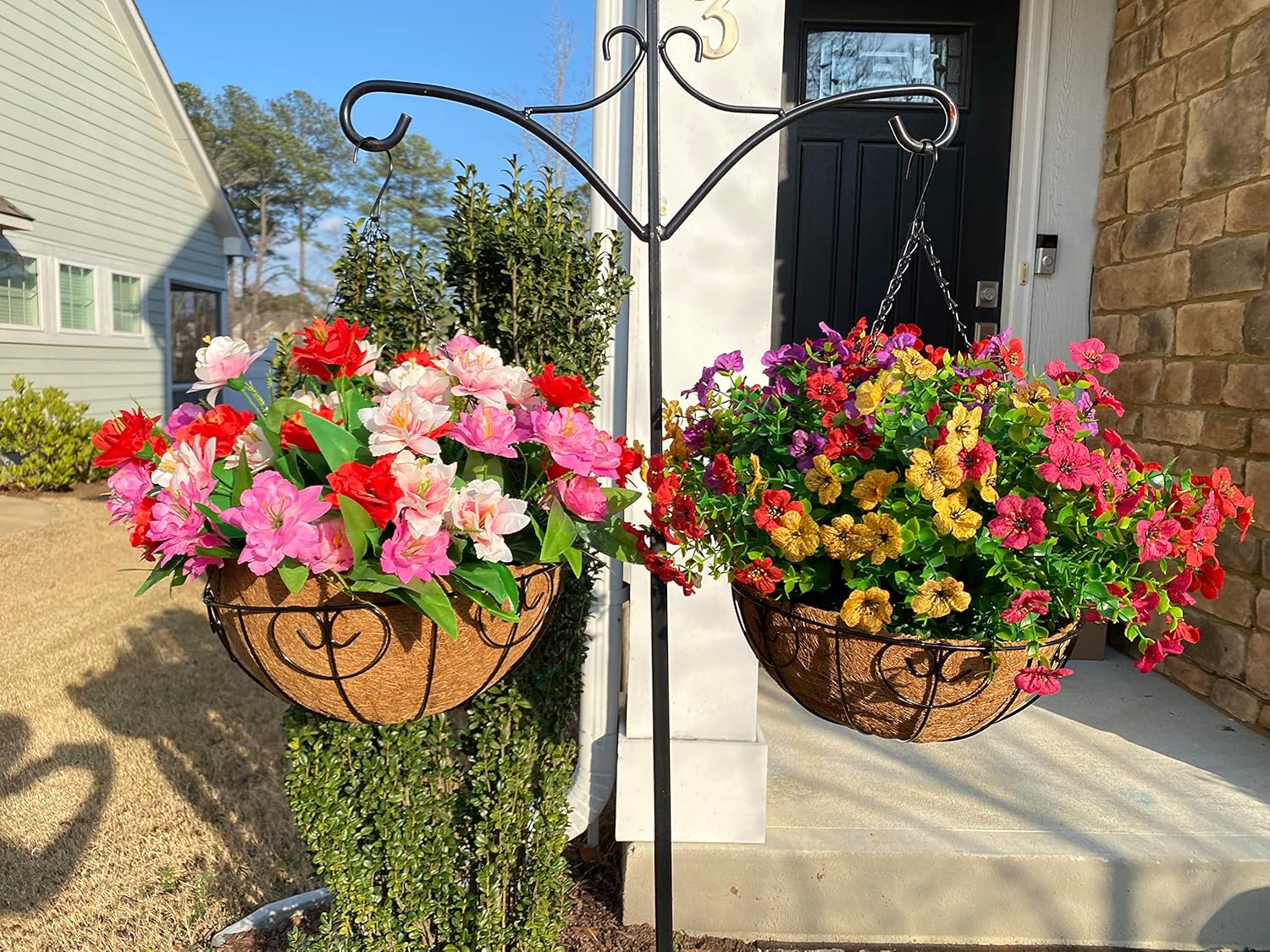 HyeFlora Hanging Flower Basket with Artificial Bougainvillea