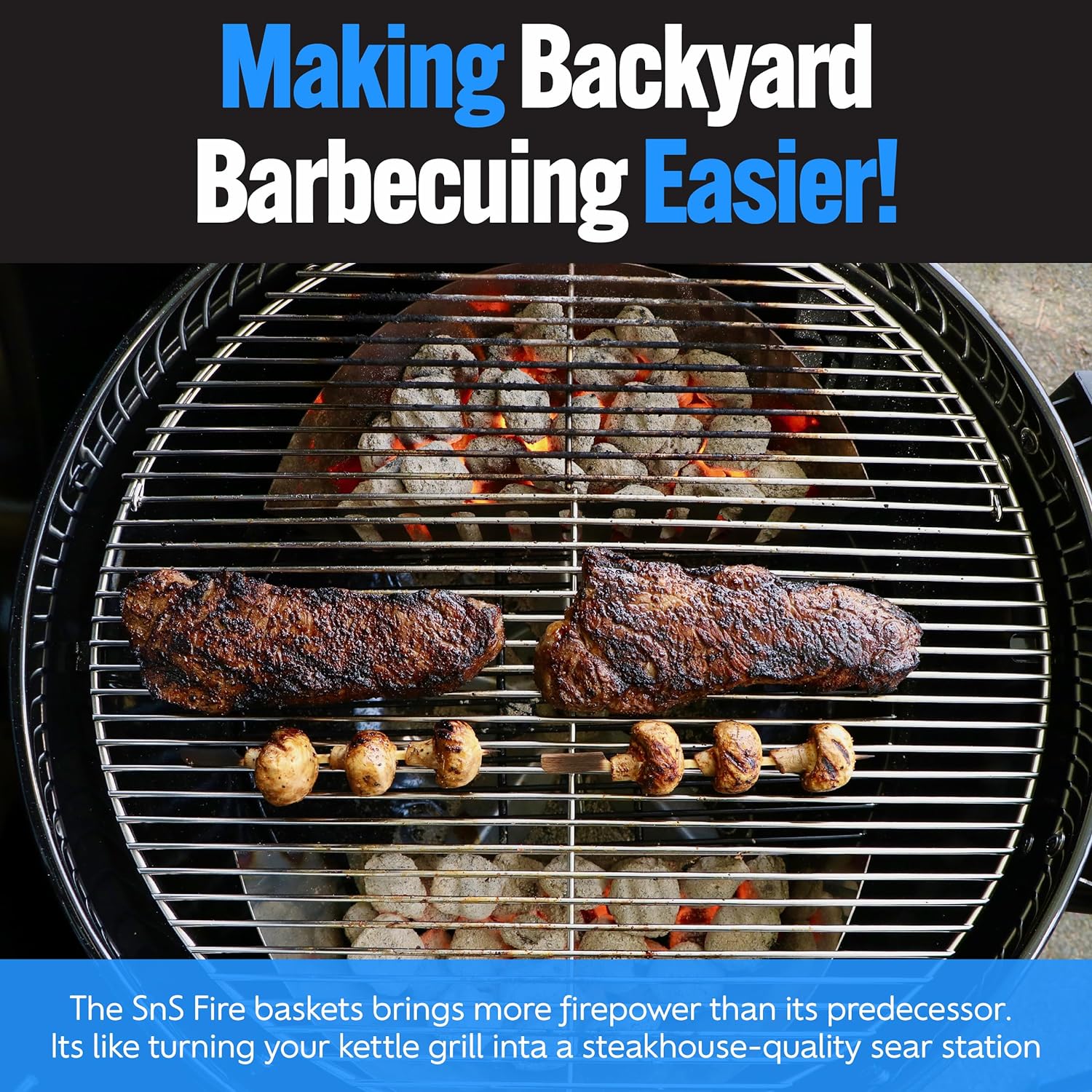 Slow N Sear FireBaskets with Water Pan - Large Capacity Outdoor Grill Basket