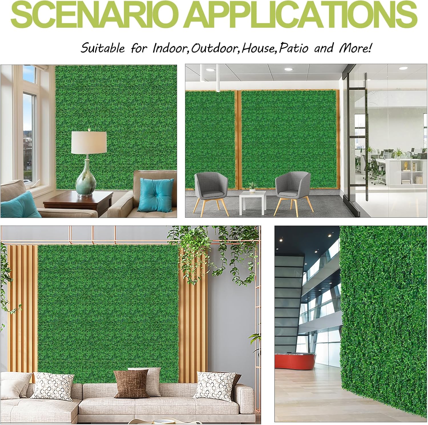 AOKIE 20x20 Inch Artificial Grass Wall Panels Decor Set