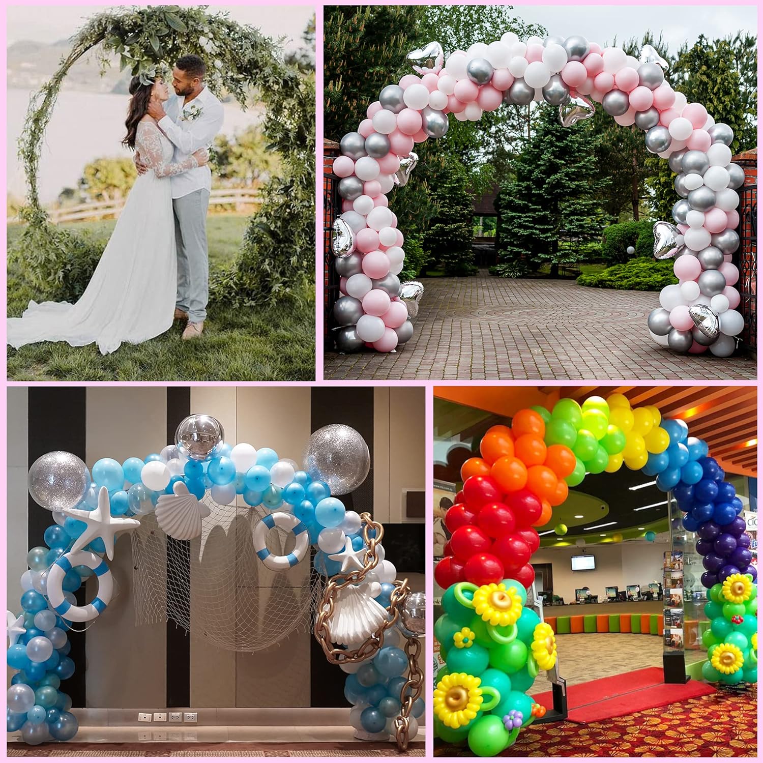 Wokceer 92FT Gold Metal Round Balloon Arch Stand