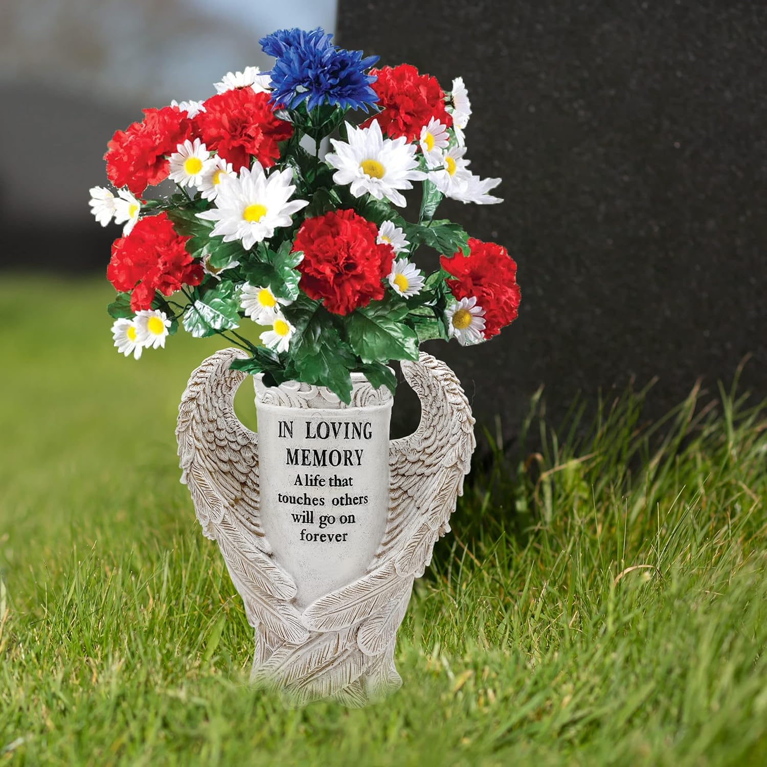 BAYN Angel Wings Vases for Cemetery Garden Decorations