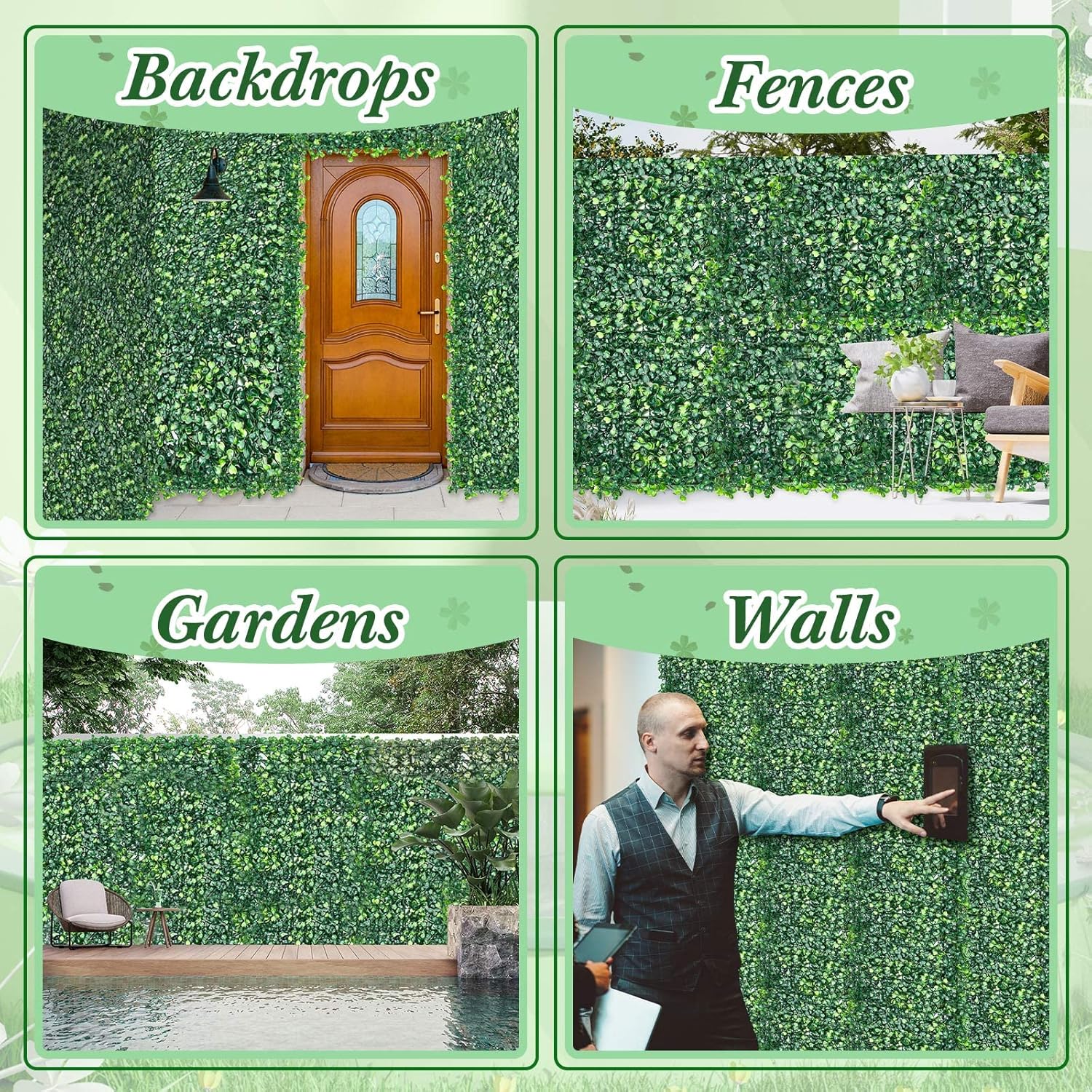 Crowye 24 Pcs Artificial Boxwood Panels for Privacy Screens