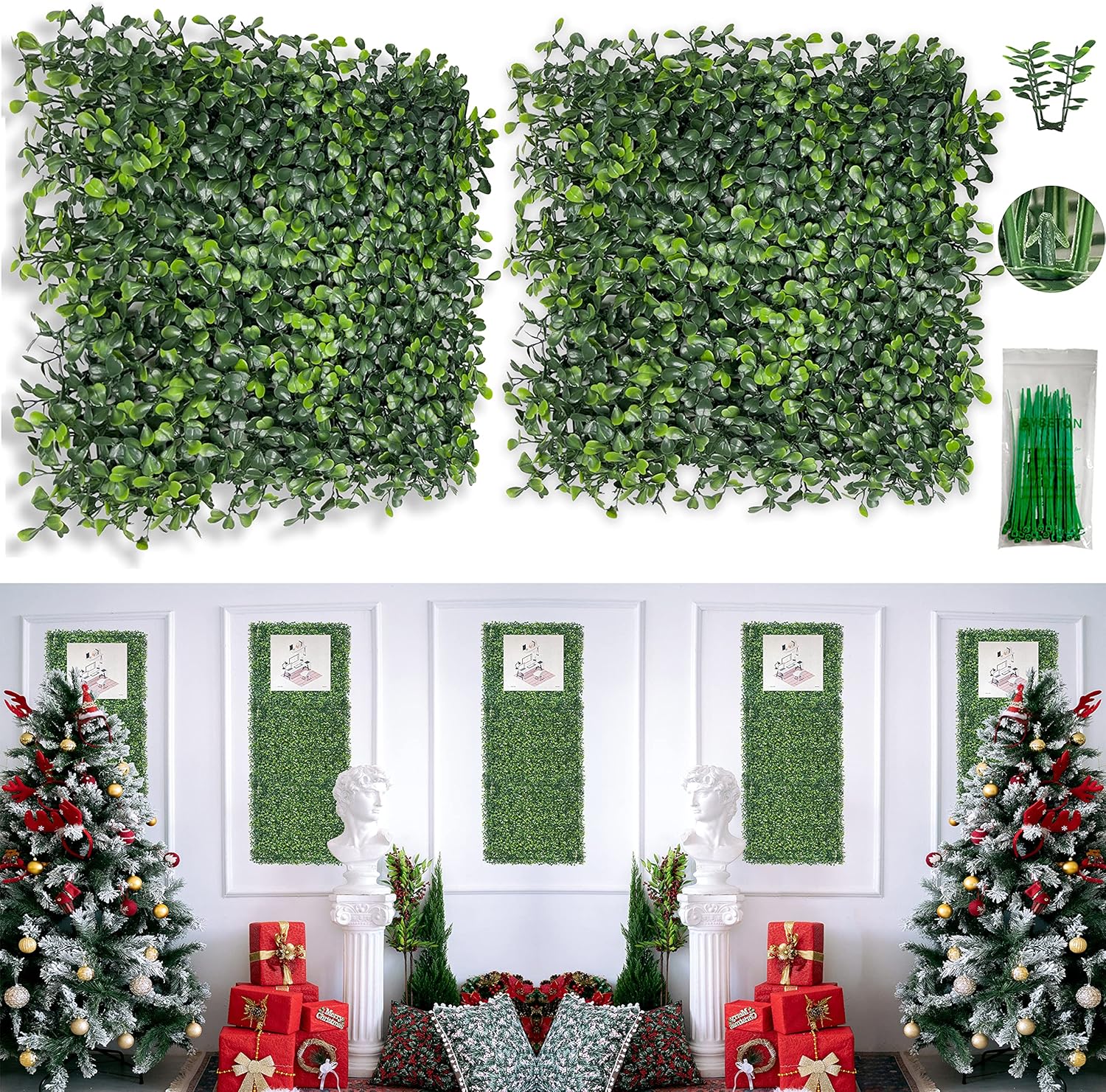Bybeton Artificial Grass Wall Panel 10x10 Inch 12Pcs