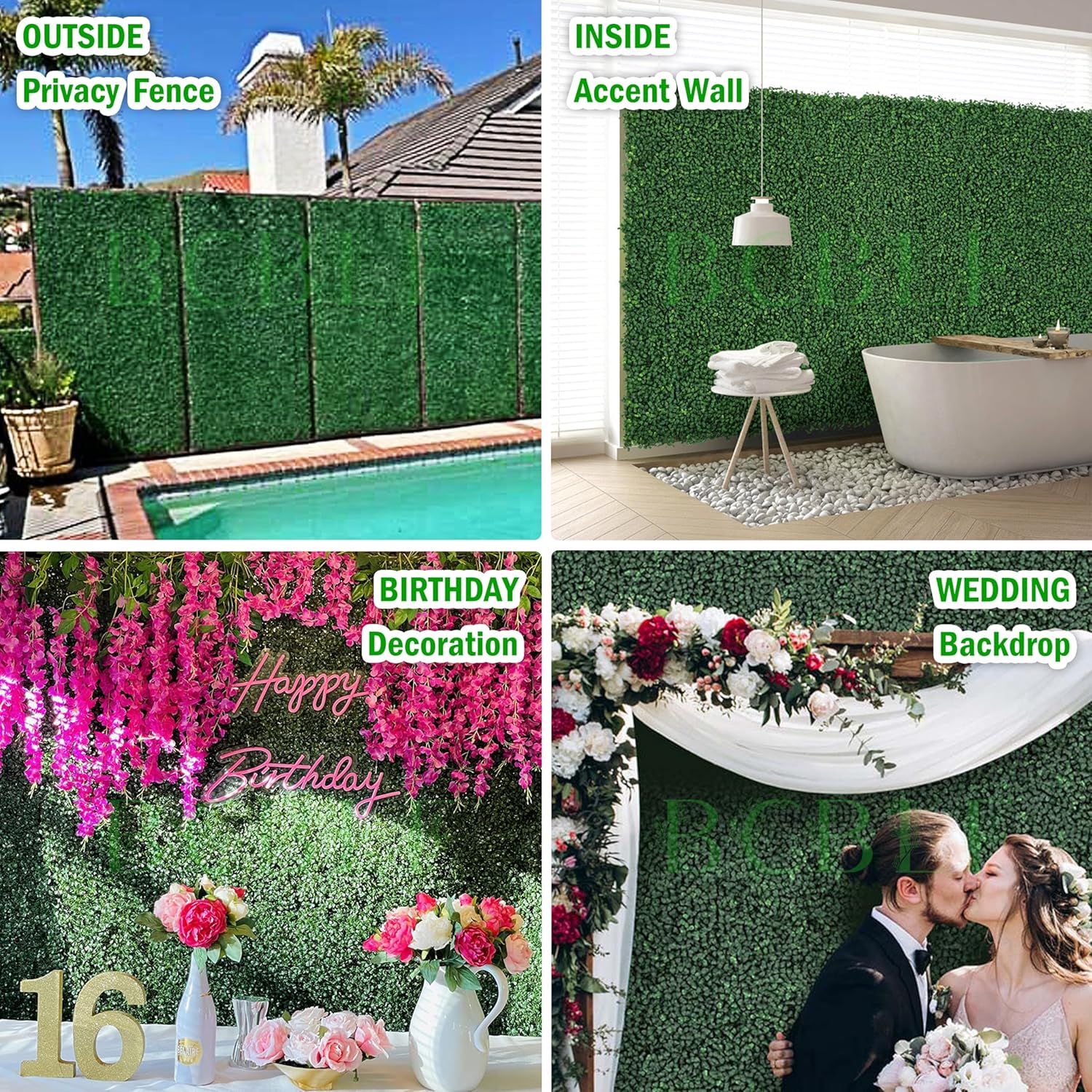 10x10 Inch 12 Pcs Boxwood Panels with 50 Zip Ties