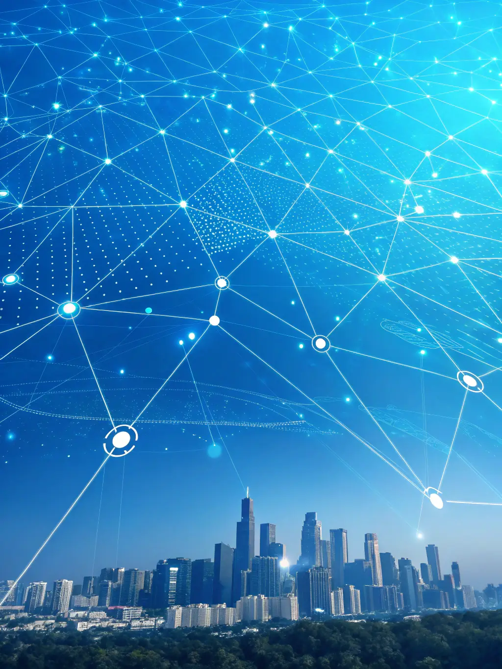 A visual representation of interconnected nodes forming a network, illustrating the concept of strategic innovation architecture.